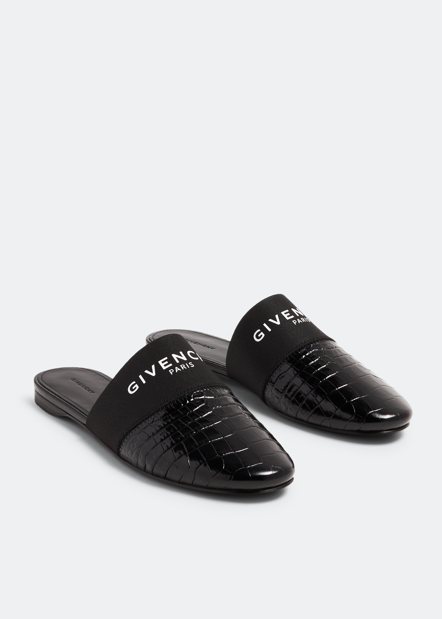 GIVENCHY ◆ New Bedford Flat Mules Bedford flat mules in crocodile effect leather | Givenchy CA