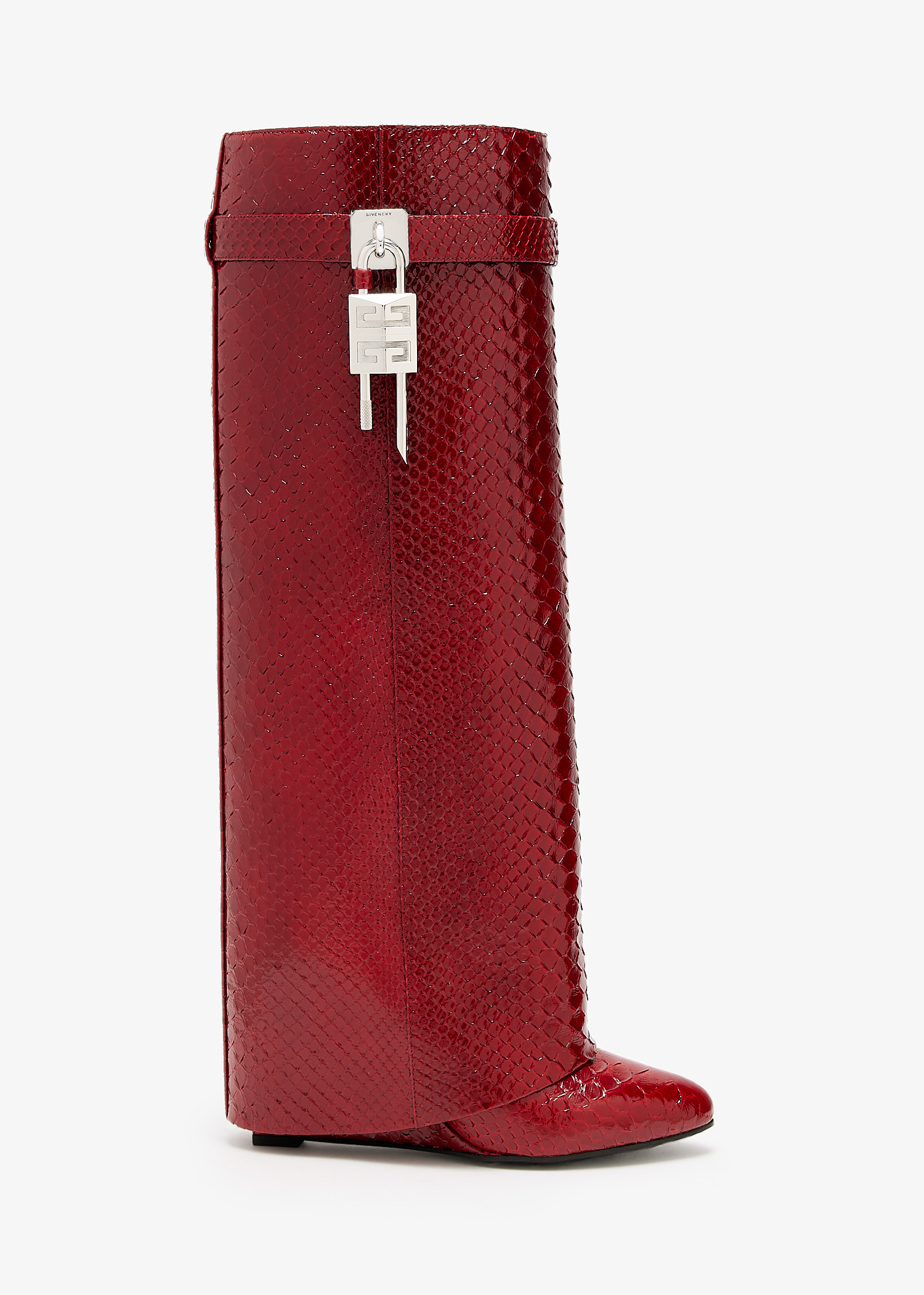 ロングブーツ SHARK LOCK LEATHER BOOTS Shark Lock Stiletto boots in nappa leather in - black