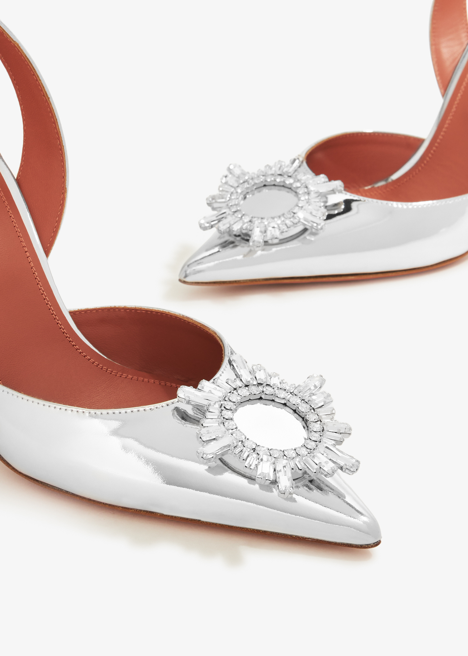 Amina Muaddi Begum sling pumps for Women - Silver in UAE