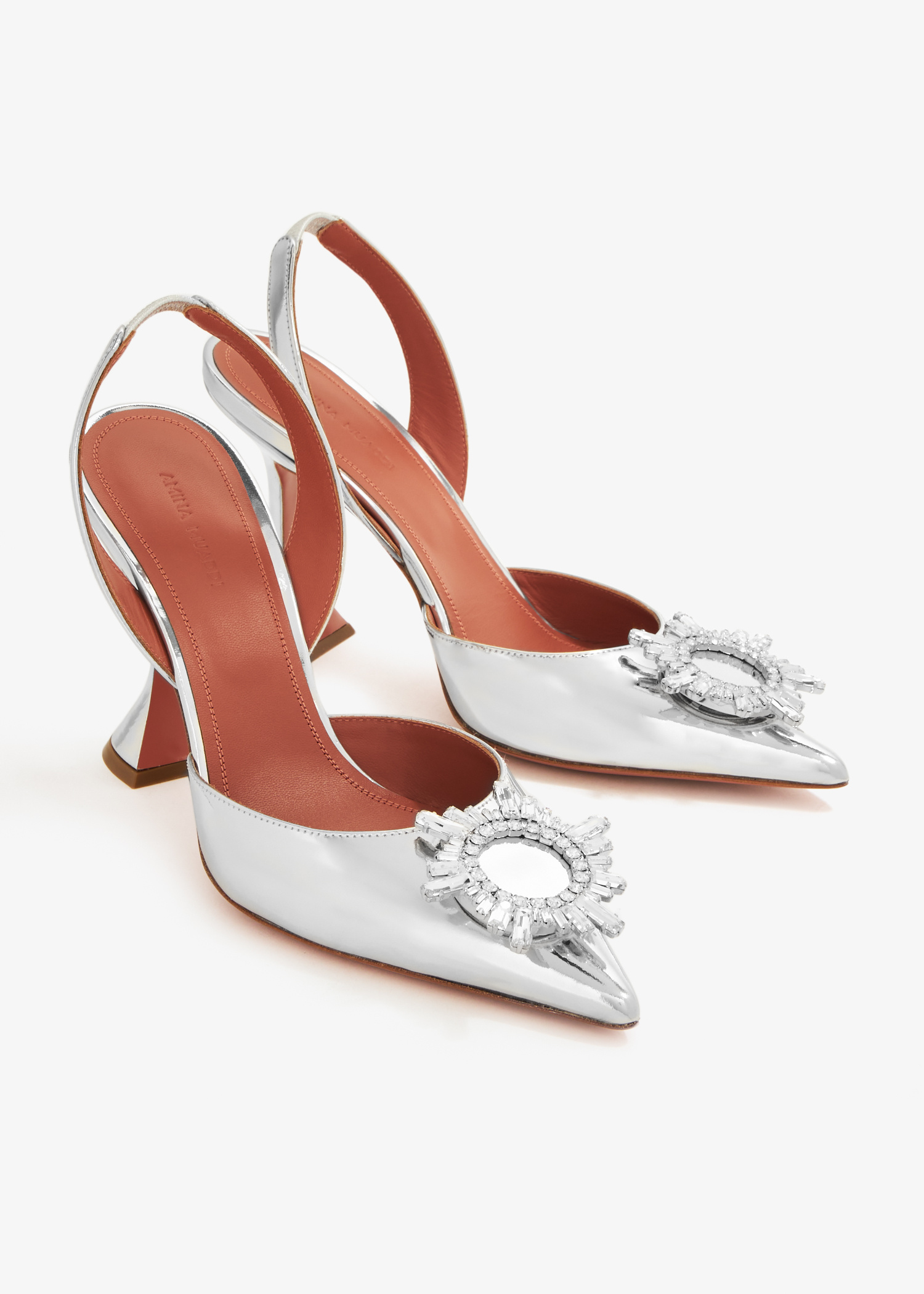 Amina Muaddi Begum sling pumps for Women - Silver in UAE