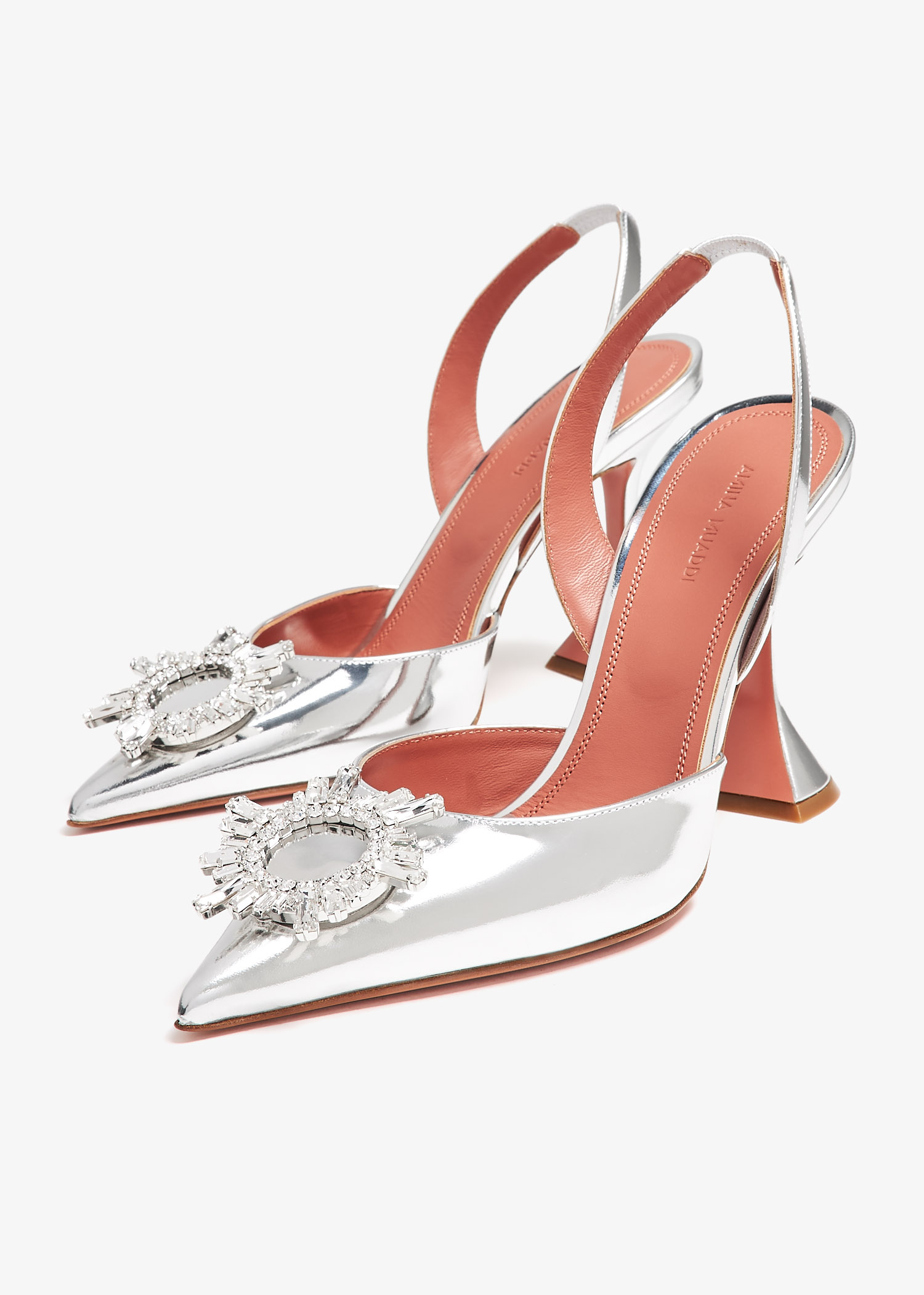 【関税込み】Amina Muaddi ヒール Amina Muaddi Begum sling pumps for Women - Silver in UAE