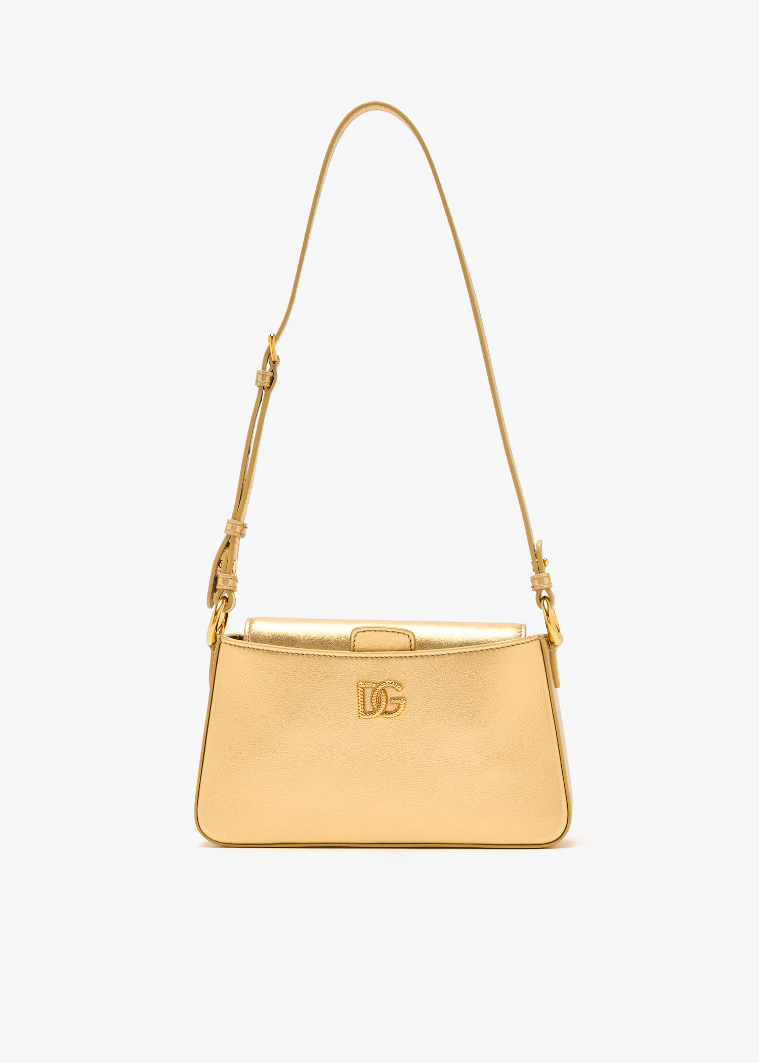 Dolce&Gabbana DG Laminated calfskin phone bag for Women - Gold in