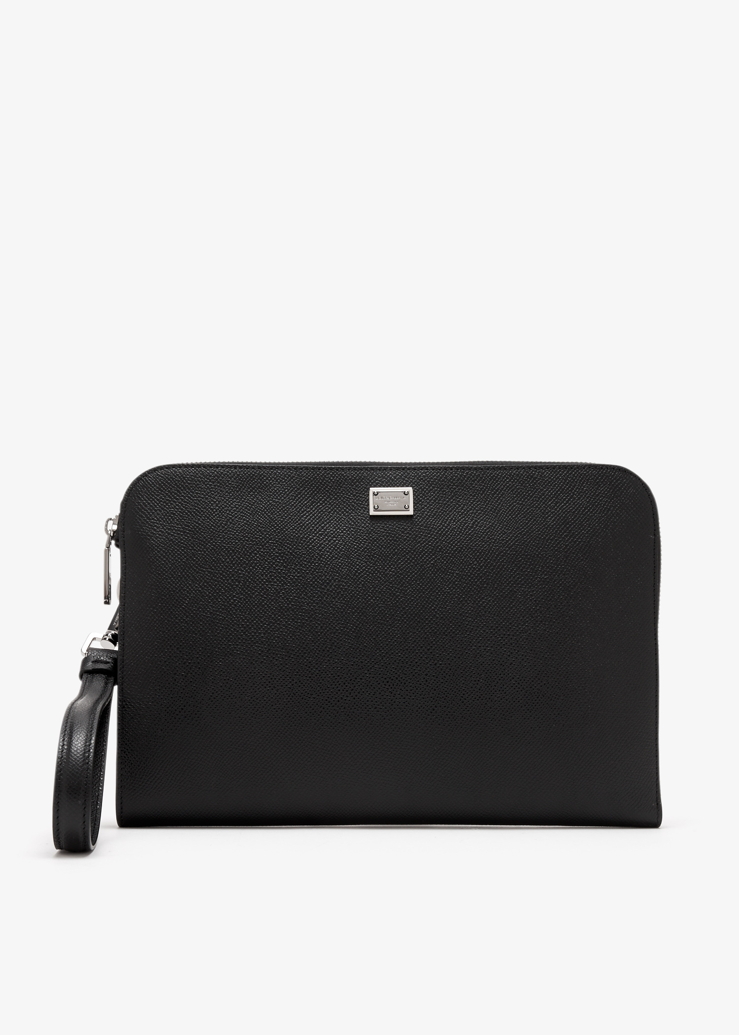 【送料&関税込】Dolce & Gabbana Leather Pouch Dolce&Gabbana Logo calfskin pouch for Men - Black in UAE