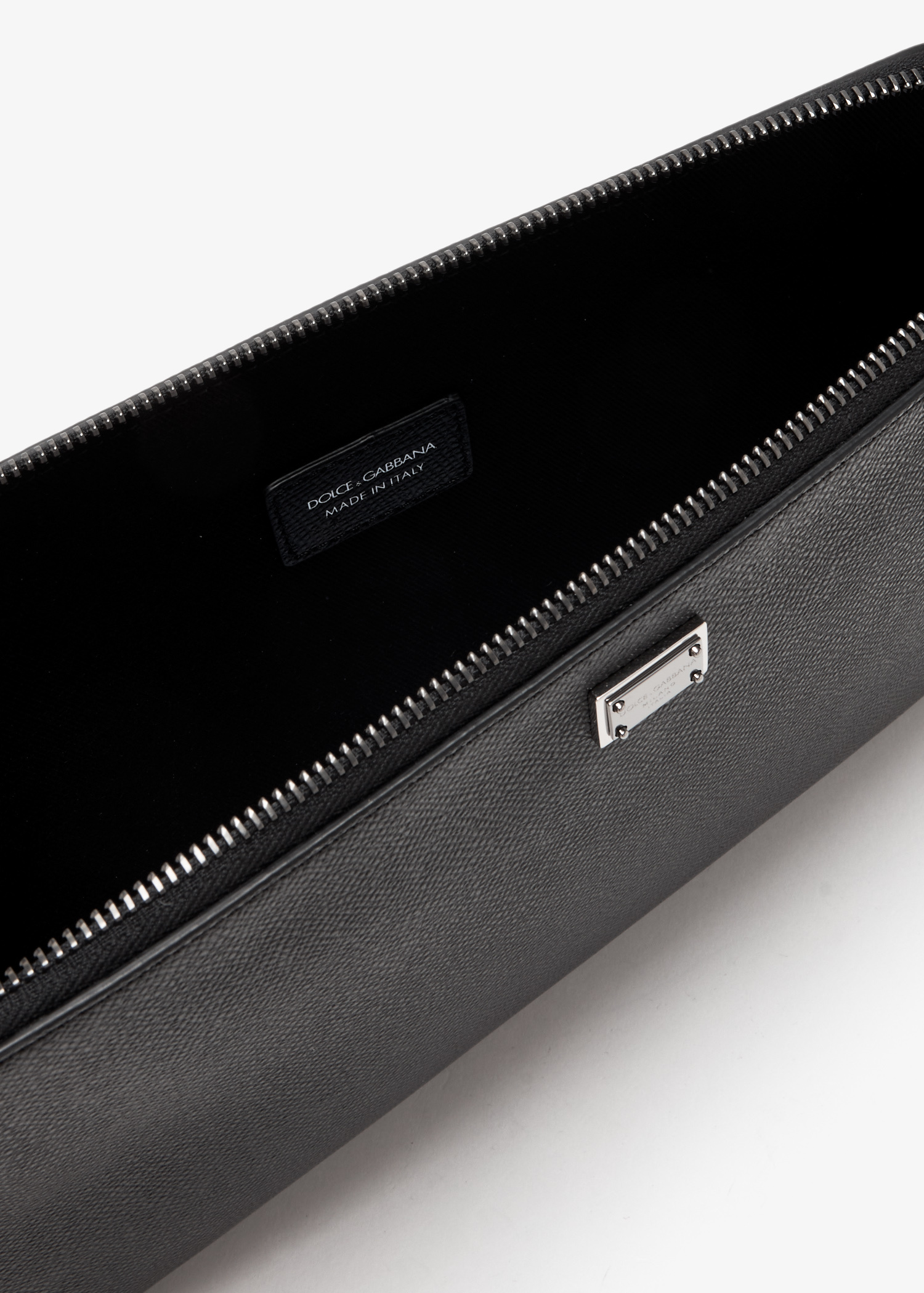 Dolce&Gabbana Logo calfskin pouch for Men - Black in KSA