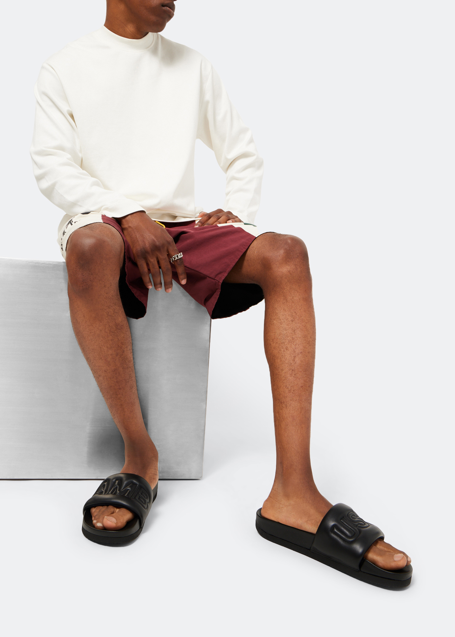 Ambush Quilted leather slide sandals for Men - Black in UAE