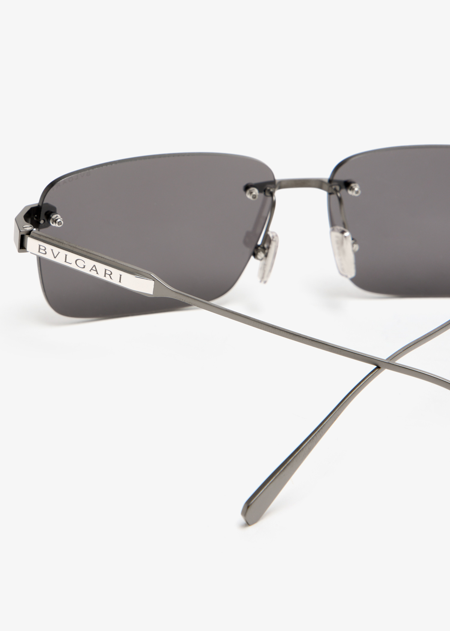 小物 BVLGARI rimless silver logo sunglasses Serpenti Forever sunglasses with a rimless oval frame and gray