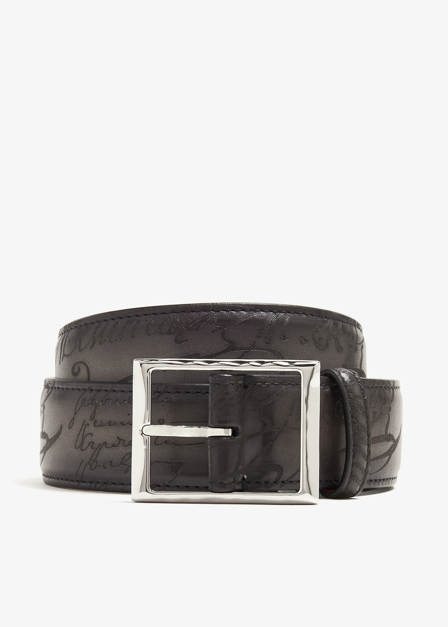 Berluti Classic Scritto leather belt for Men - Black in UAE