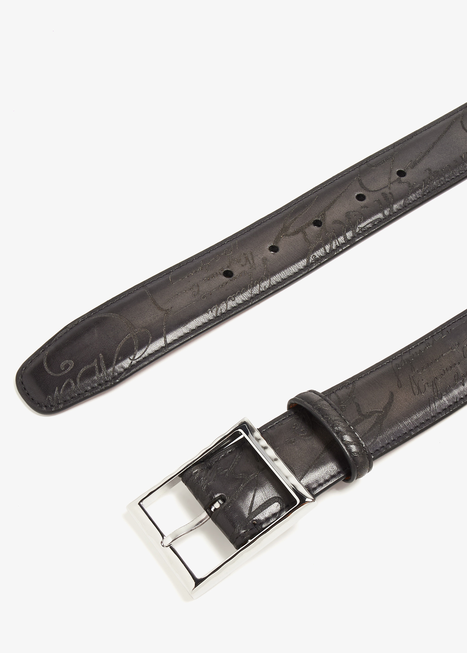 Berluti Classic Scritto leather belt for Men - Black in UAE