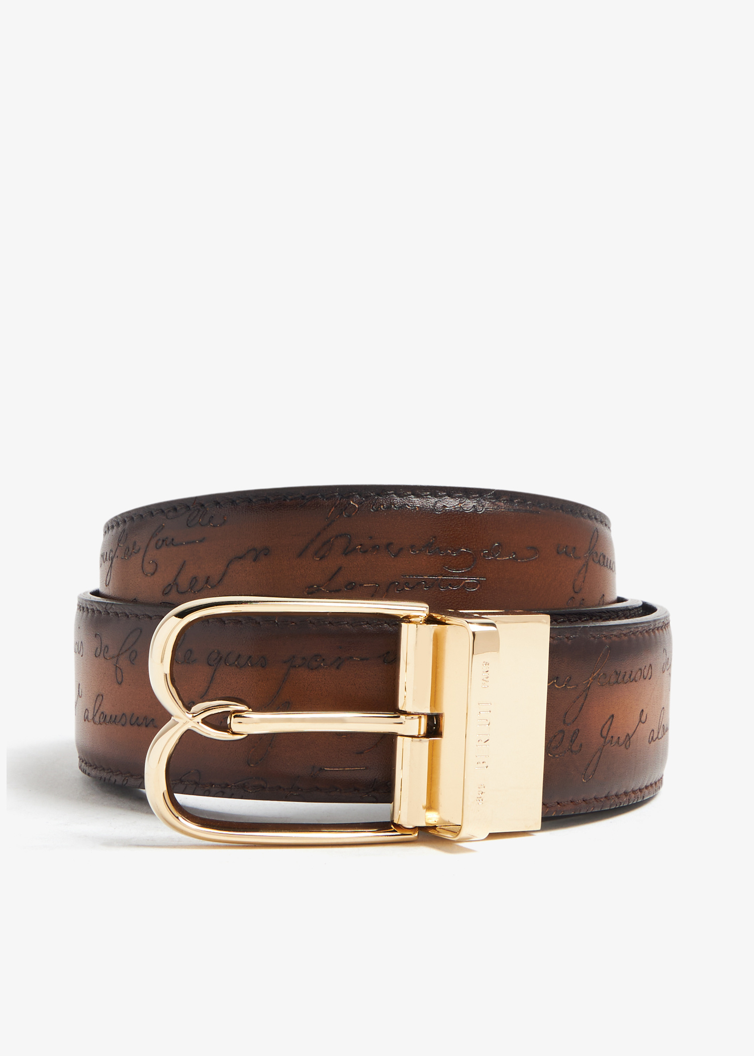 Berluti B Volute Scritto leather belt for Men - Grey in UAE