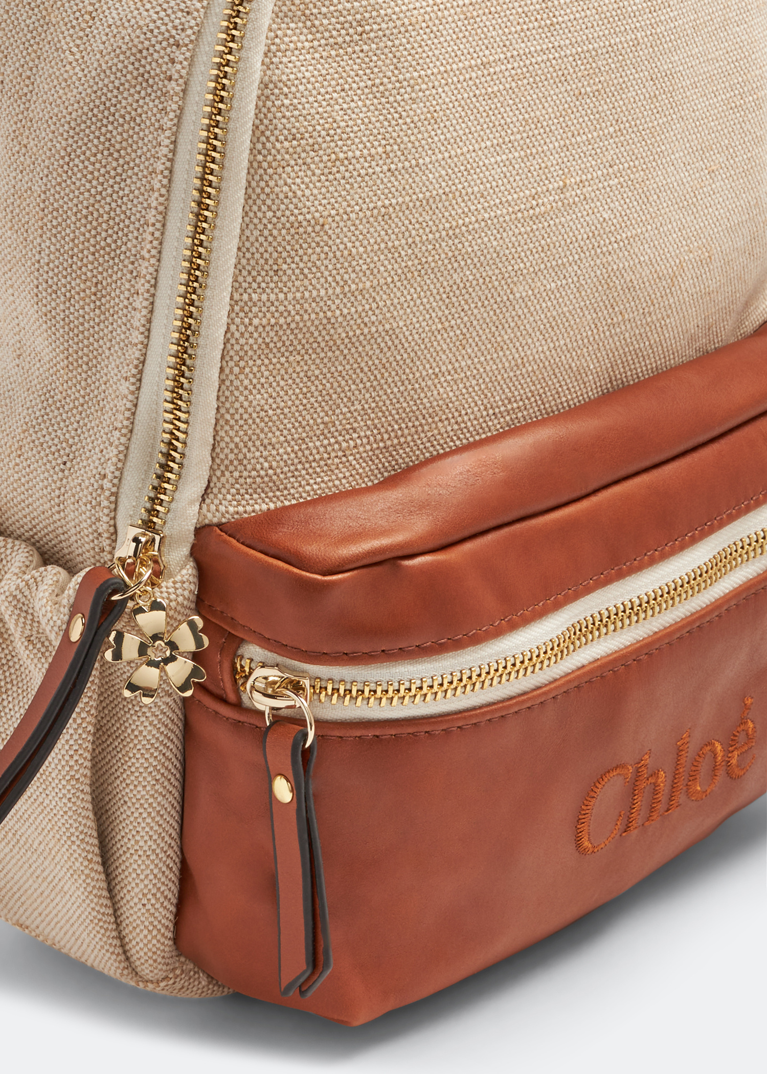 Chloé Logo embroidered backpack for Girl - Beige in UAE | Level Shoes