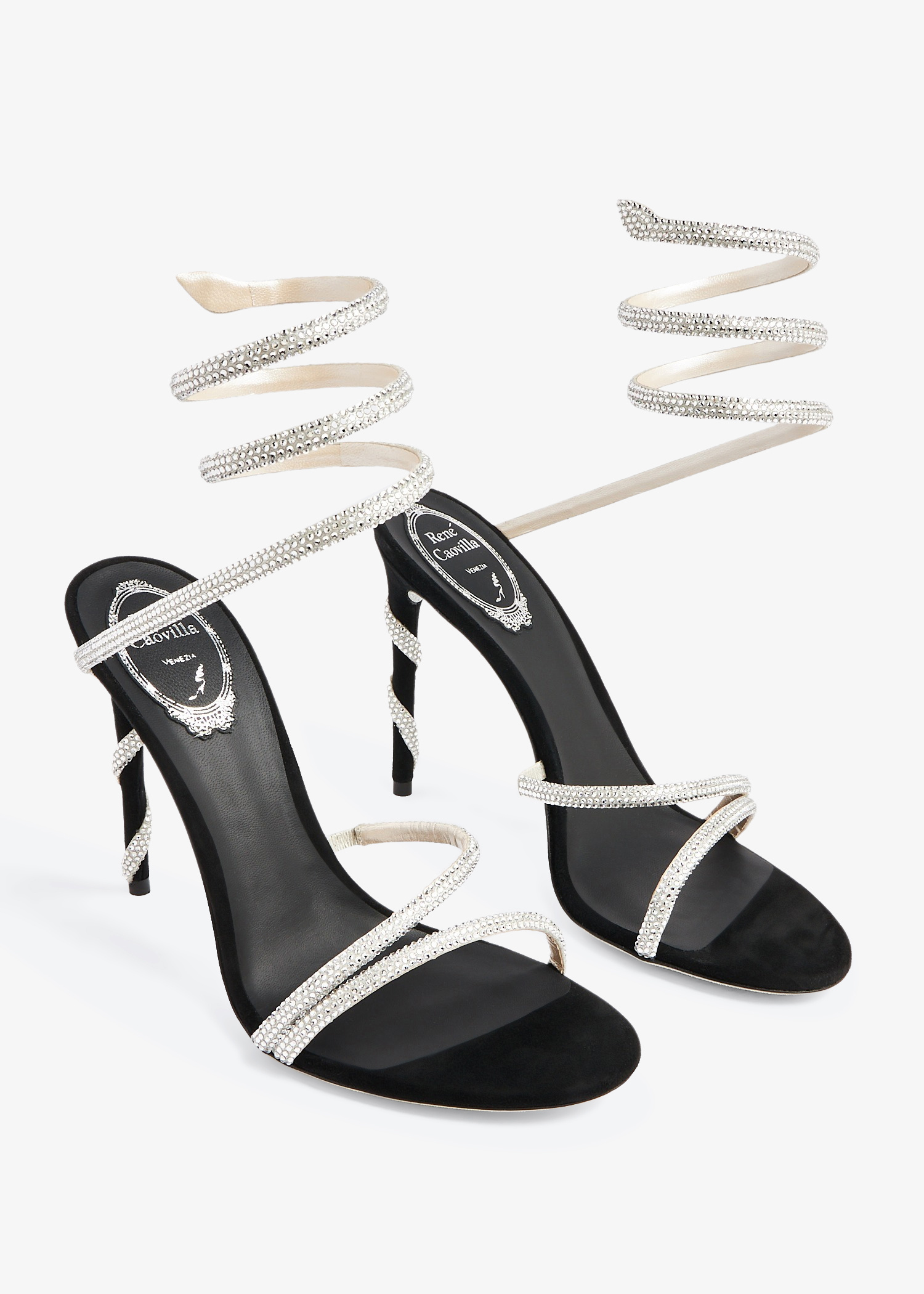 【Rene Caovilla】クリスタル-embellishedスエードスライド René Caovilla Suede crystal-embellished sandals for Women