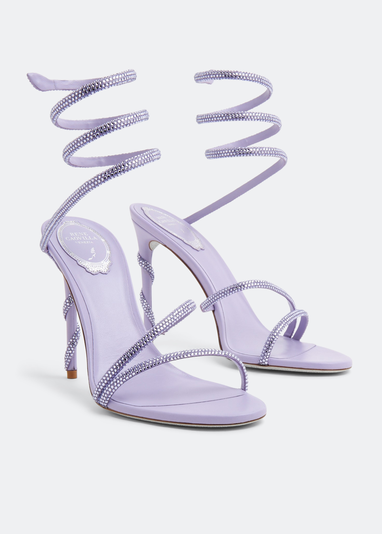 René Caovilla Cleo crystal-embellished sandals for Women - Purple