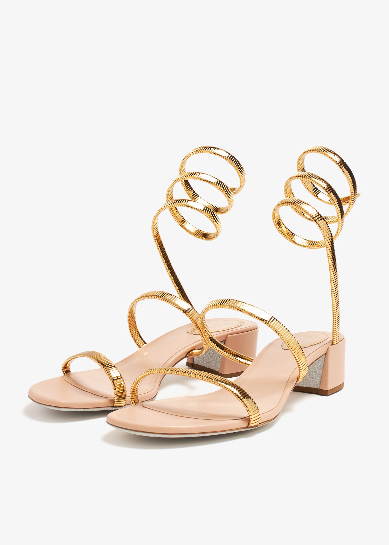 René Caovilla Juniper sandals for Women - Gold in UAE | Level Shoes