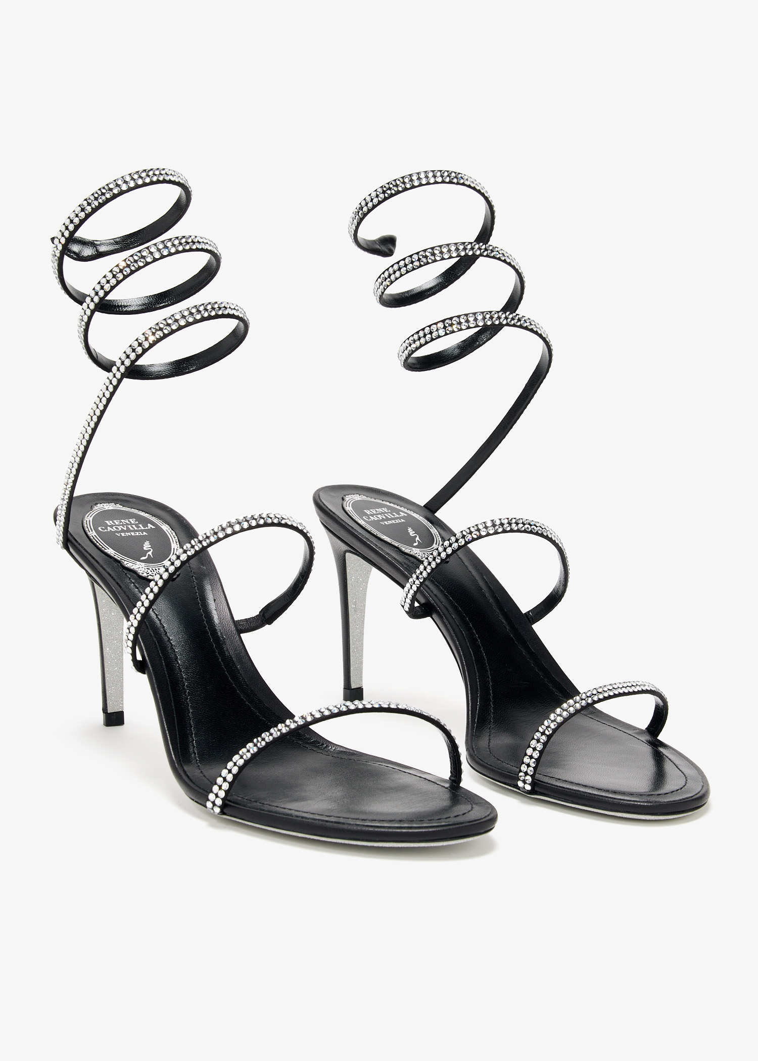サンダル・ミュール RENE CAOVILLA Women Sandals C12369 R001V065 Black René Caovilla Cleo crystal-embellished sandals for Women