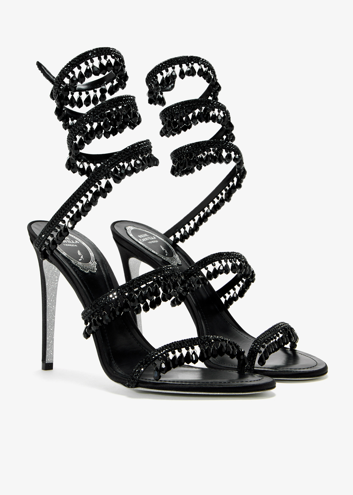 René Caovilla Chandelier crystal sandals for Women - Black