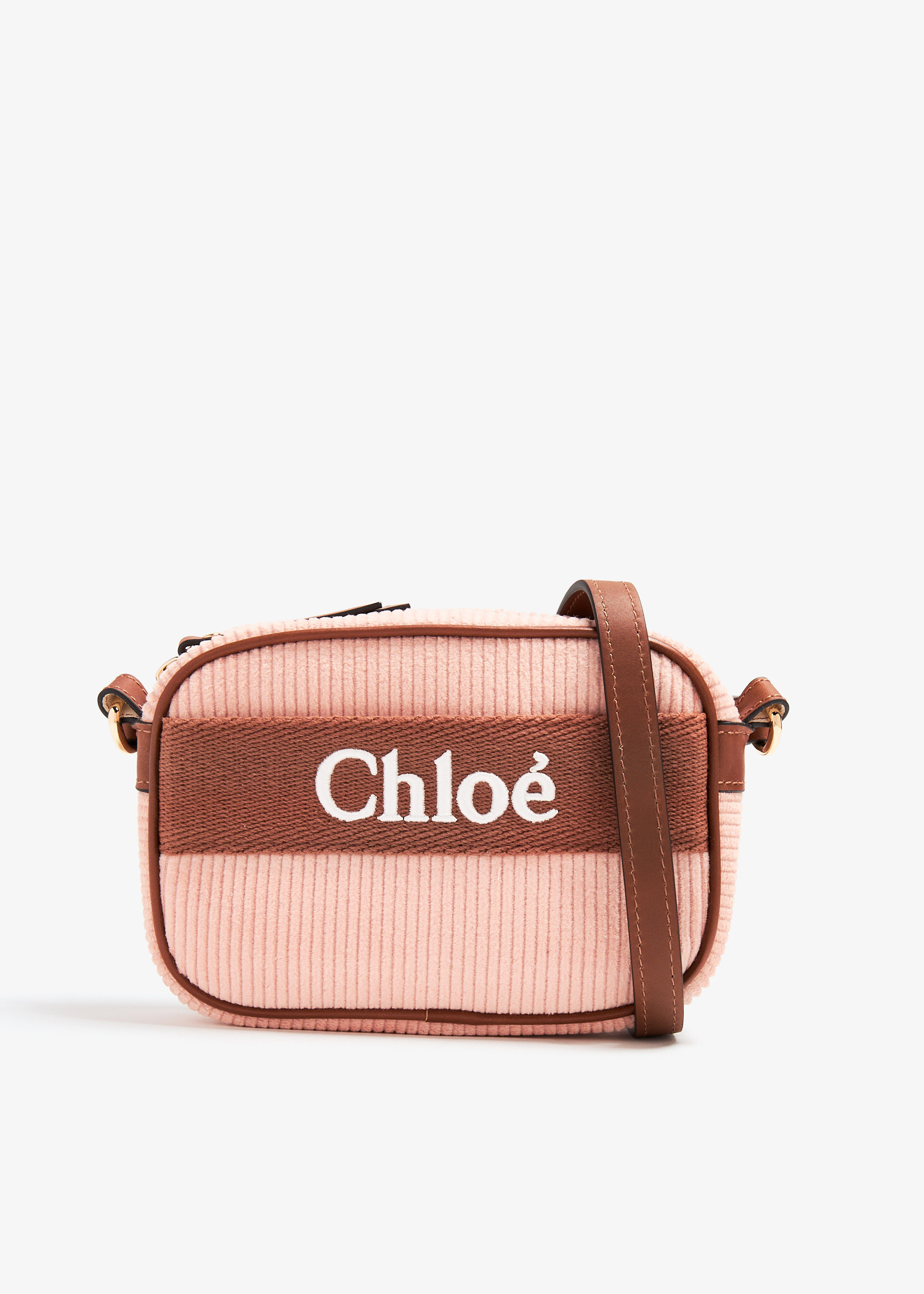 Chloé Logo-embroidered crossbody bag for Girl - Pink in USA