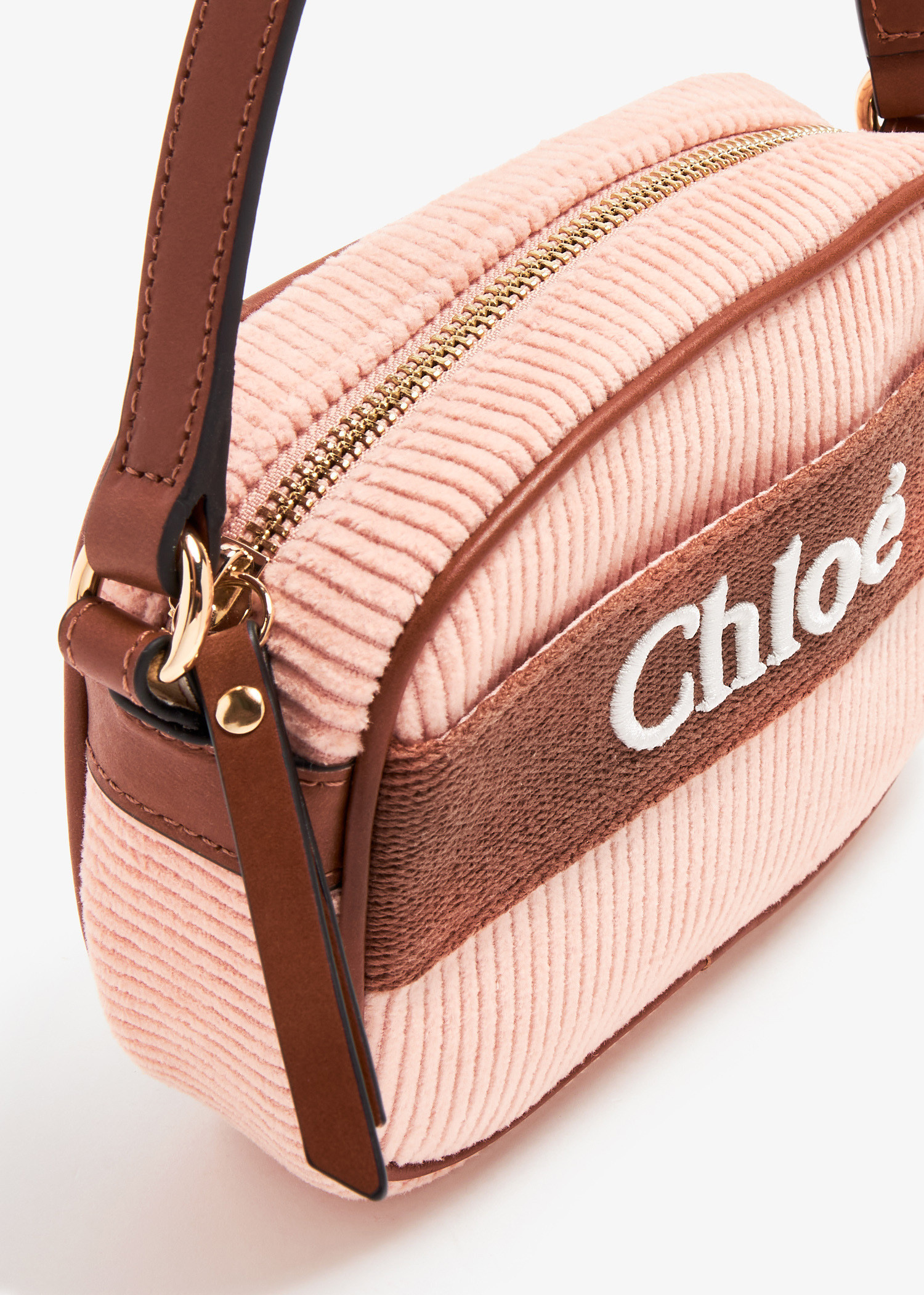 Chloé Logo-embroidered crossbody bag for Girl - Pink in USA