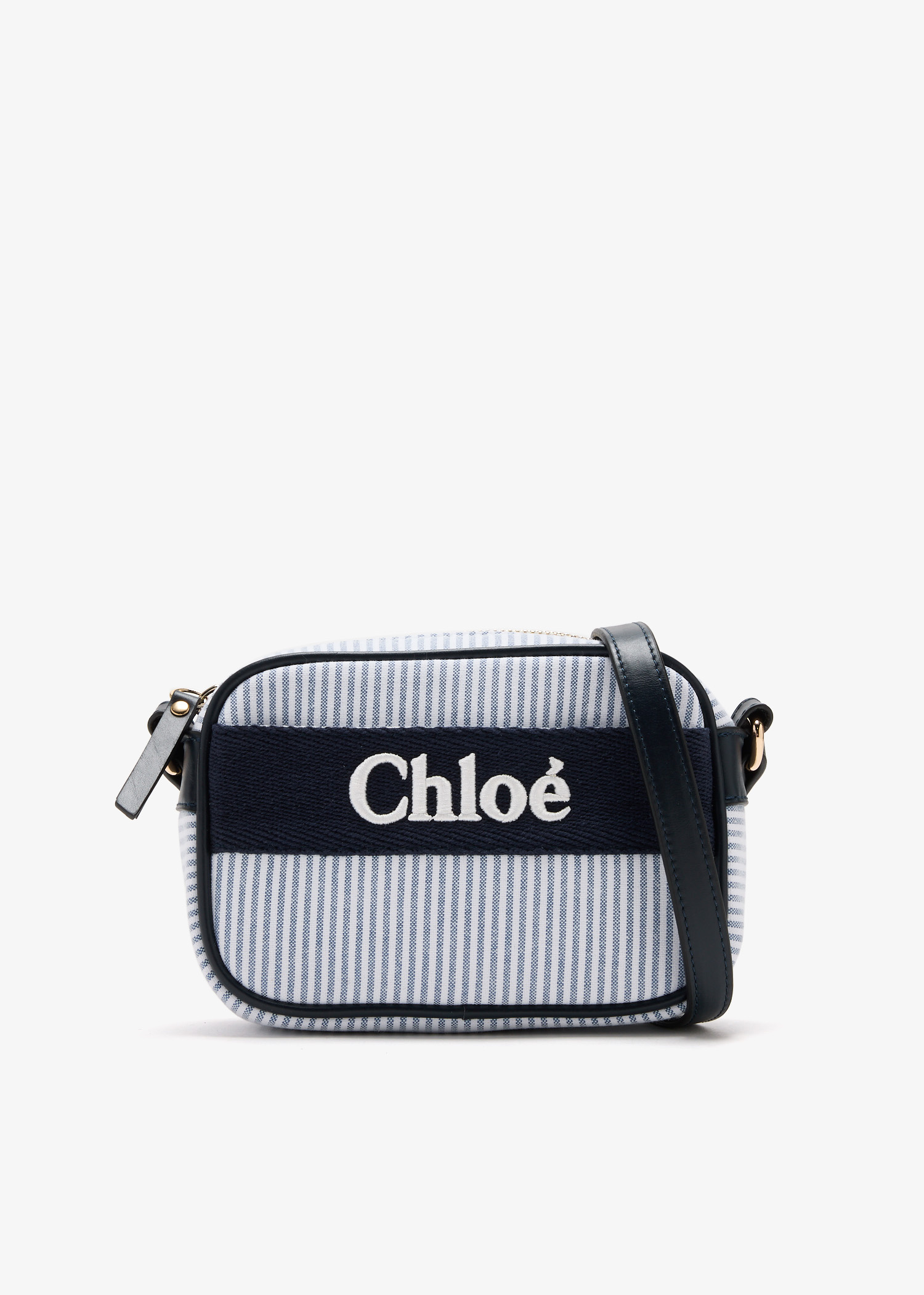 Chloe☆ストライプ ロゴ クロスバッグ NAVY Chloé Logo shoulder bag for Girl - Blue in USA | Level Shoes