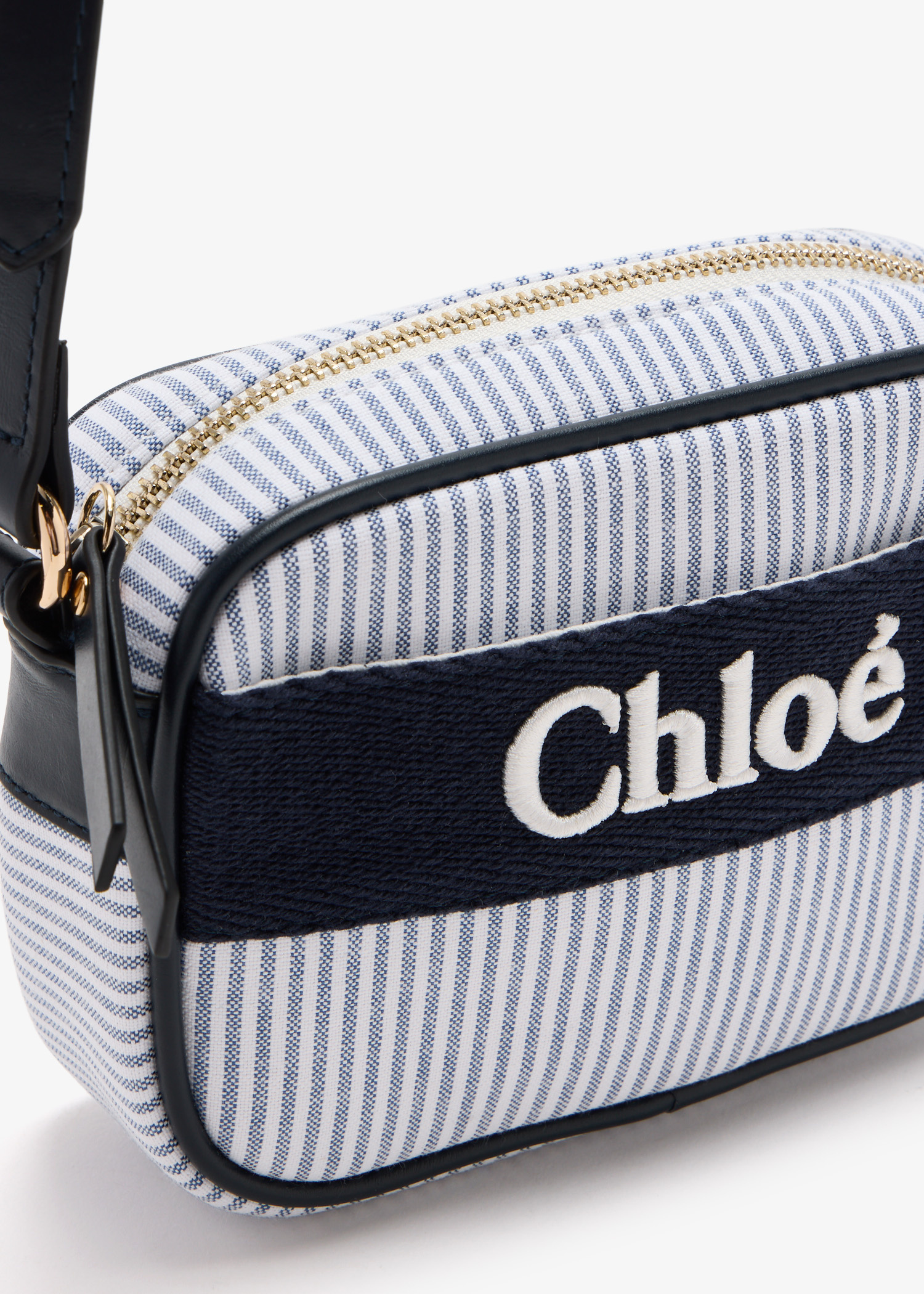 Chloe☆ストライプ ロゴ クロスバッグ NAVY Chloé Logo shoulder bag for Girl - Blue in USA | Level Shoes