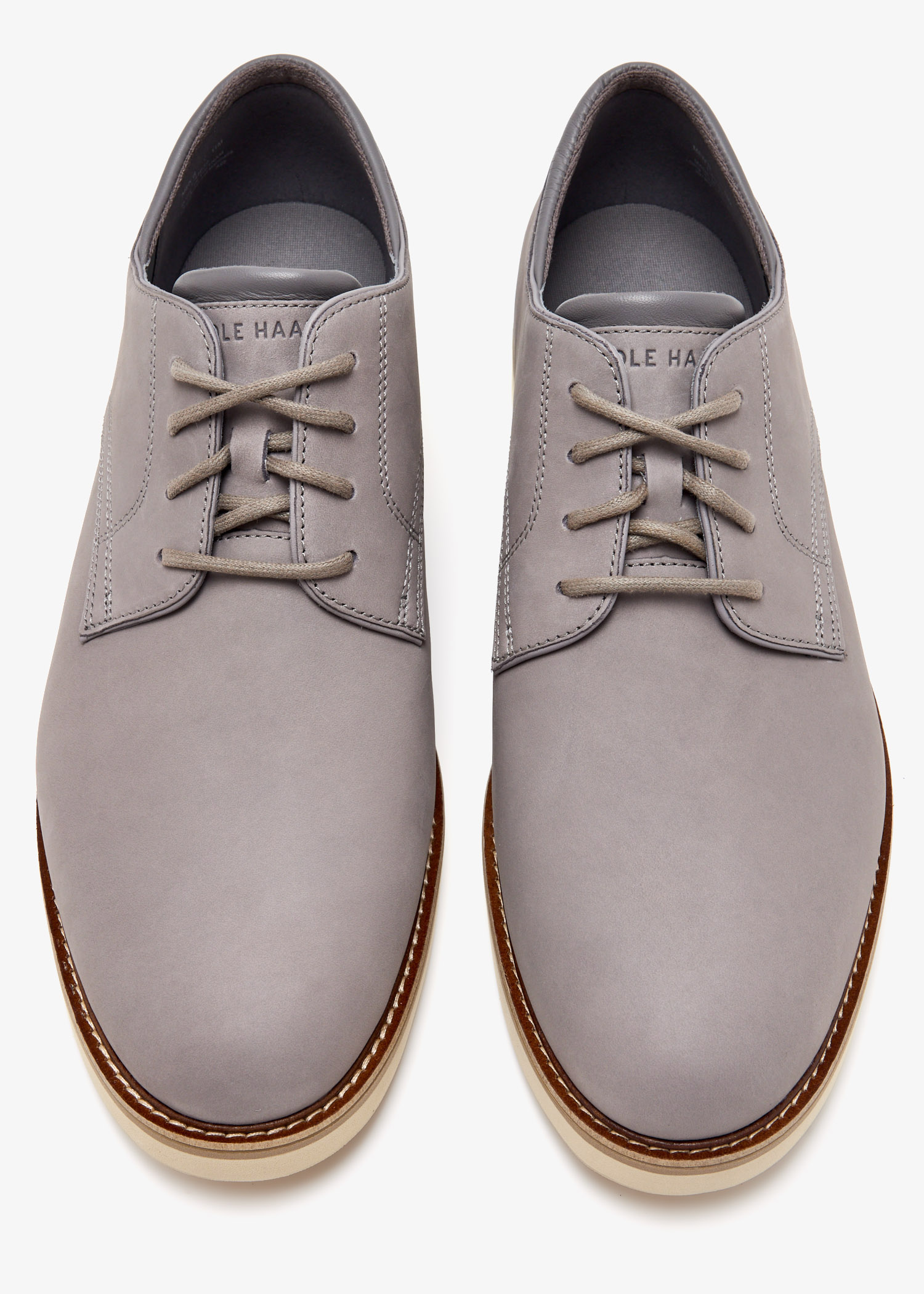 Cole Haan Almond Toe Peeble Leather Lace Up Oxford Taupe Gray Men\'s US 11.5 Men main image 2