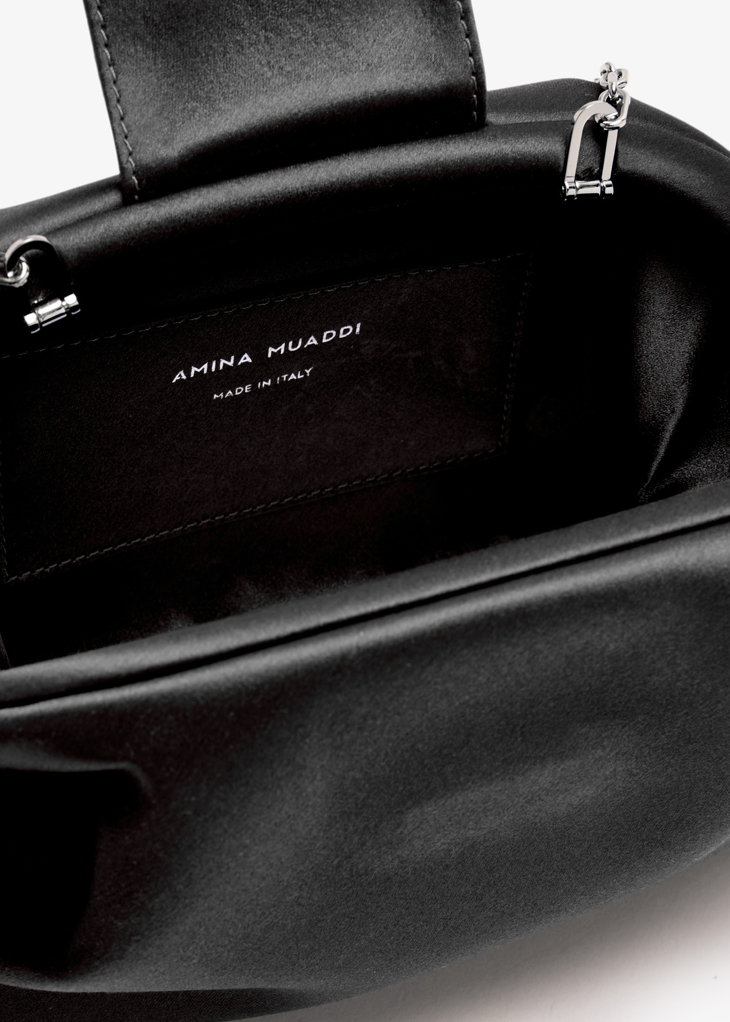 クラッチバッグ AMINA MUADDI CLUTCH BAG (CAMELIA SATBLSILHA) Camelia Clutch Champagne Satin