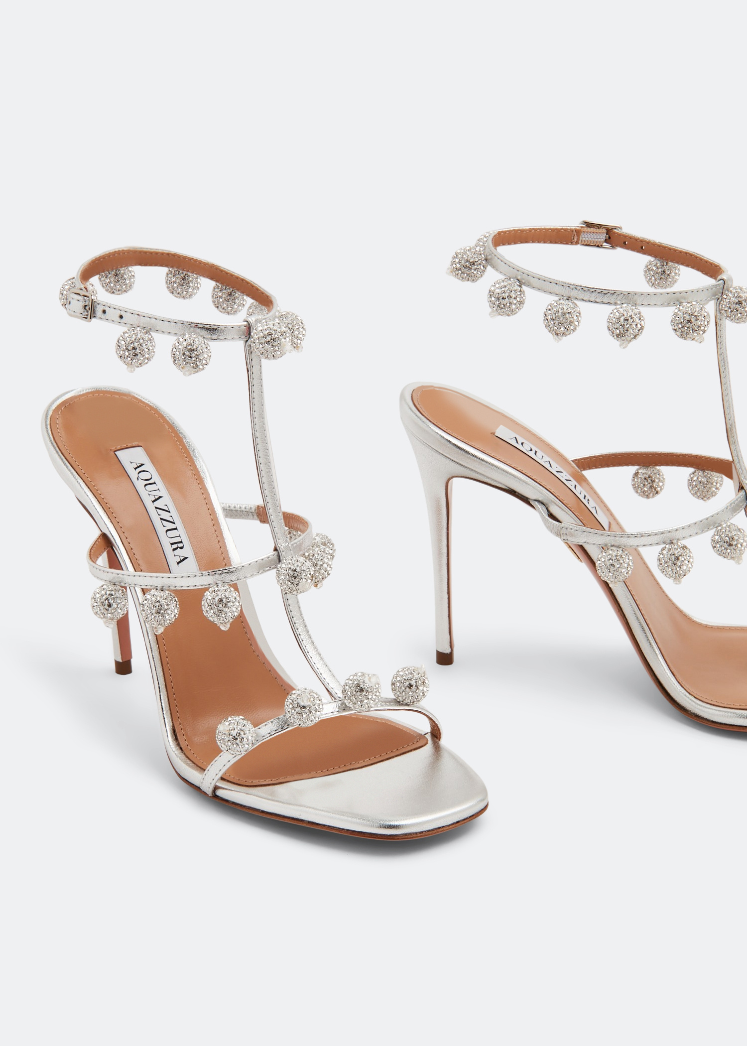 Aquazzura Cha Cha Cha crystal sandals for Women - Silver in USA