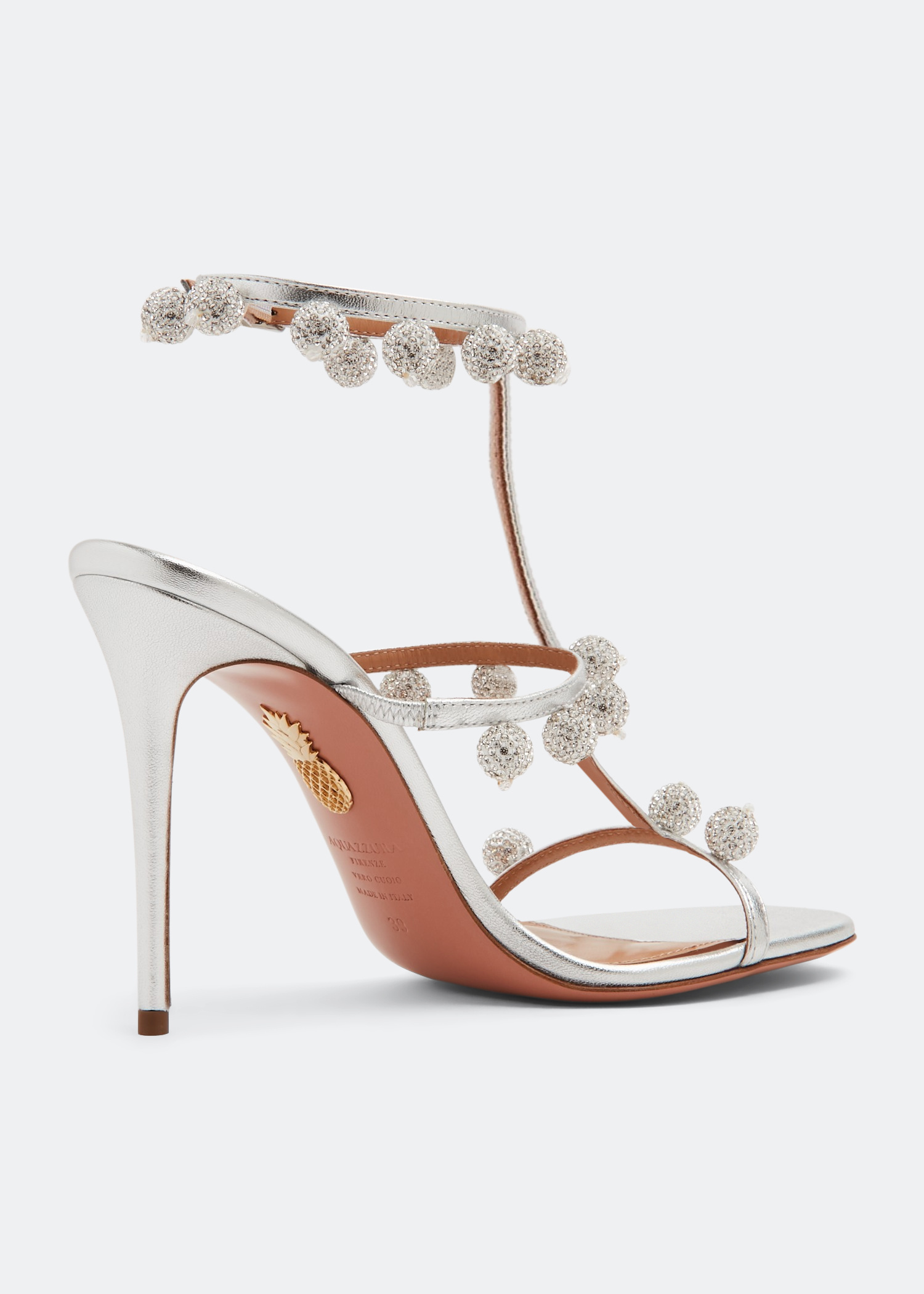 Aquazzura Cha Cha Cha crystal sandals for Women - Silver in USA