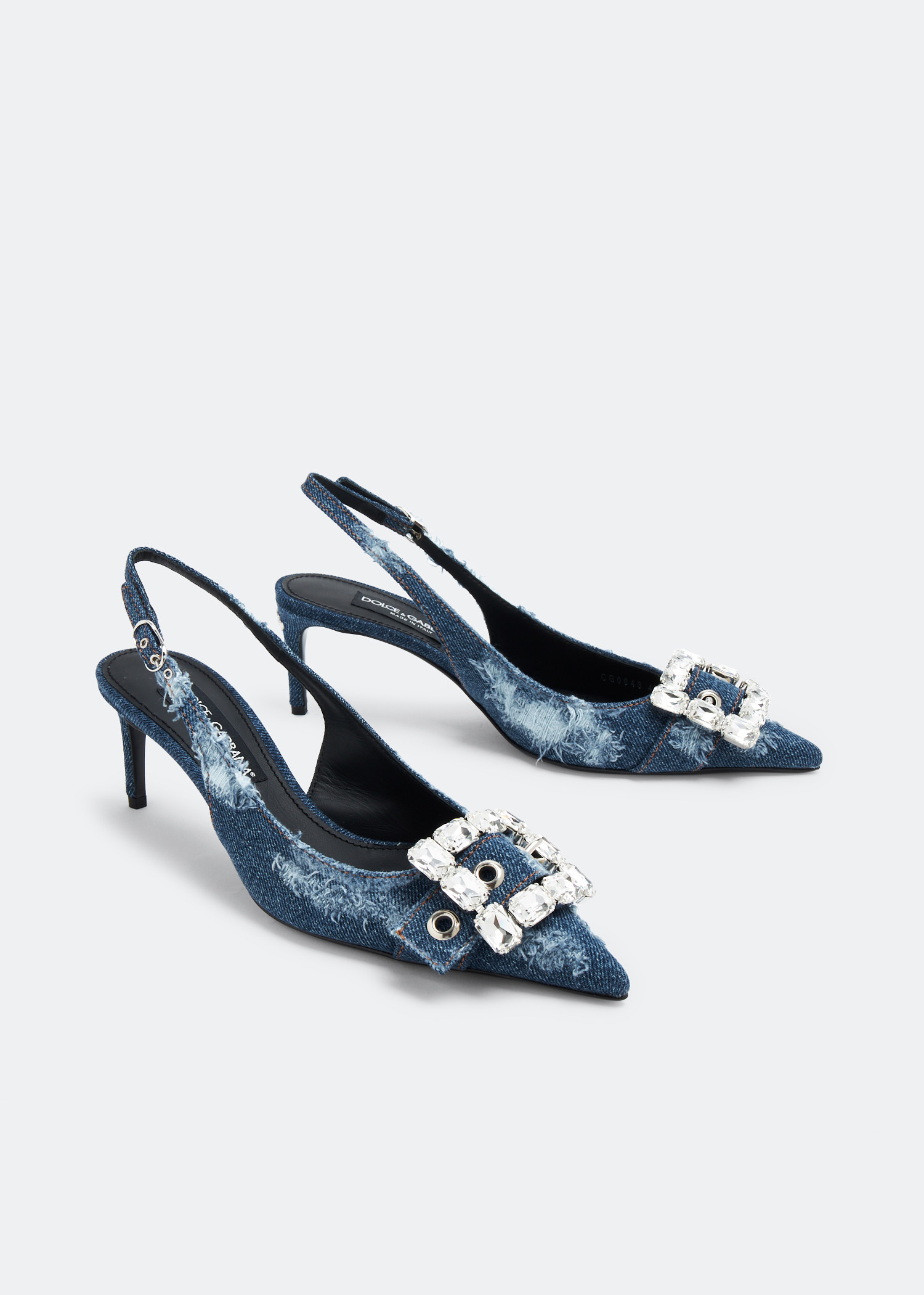 Dolce&Gabbana Patchwork denim slingback pumps for Women
