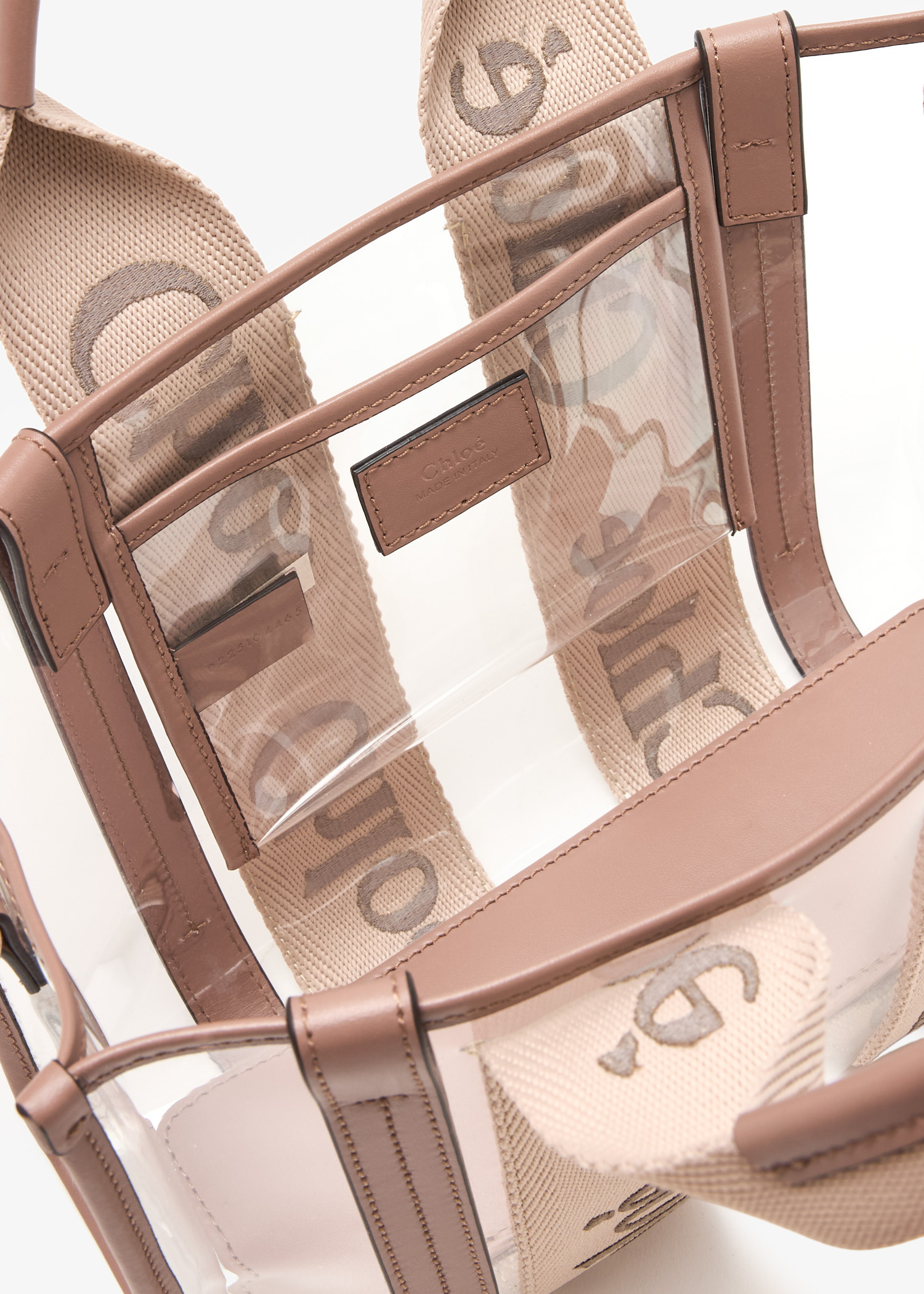 【Chloe】SMALL TOTE WOOODY WITH STRAP◆CH25US397P70 Chloe Woody Small Tote Bag in Linen with Crossbody Strap