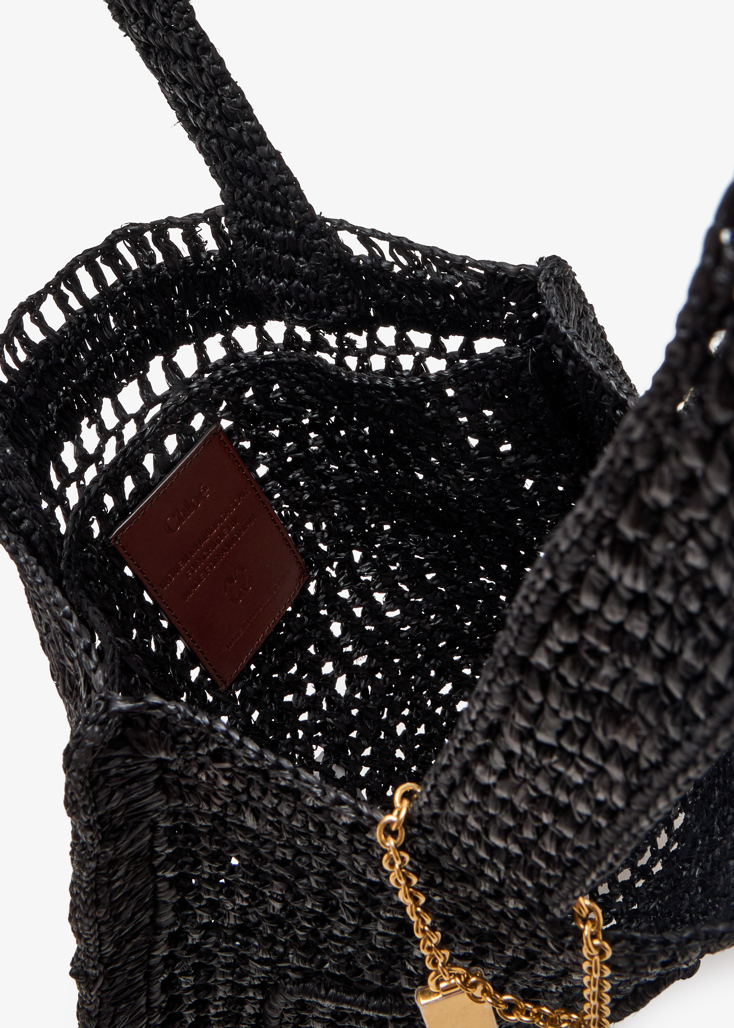 【関税&送料込】Chloe Black Raffia Estate Banana Shopping Ba Chloé Black Raffia Estate Banana Shopping Bag | italist