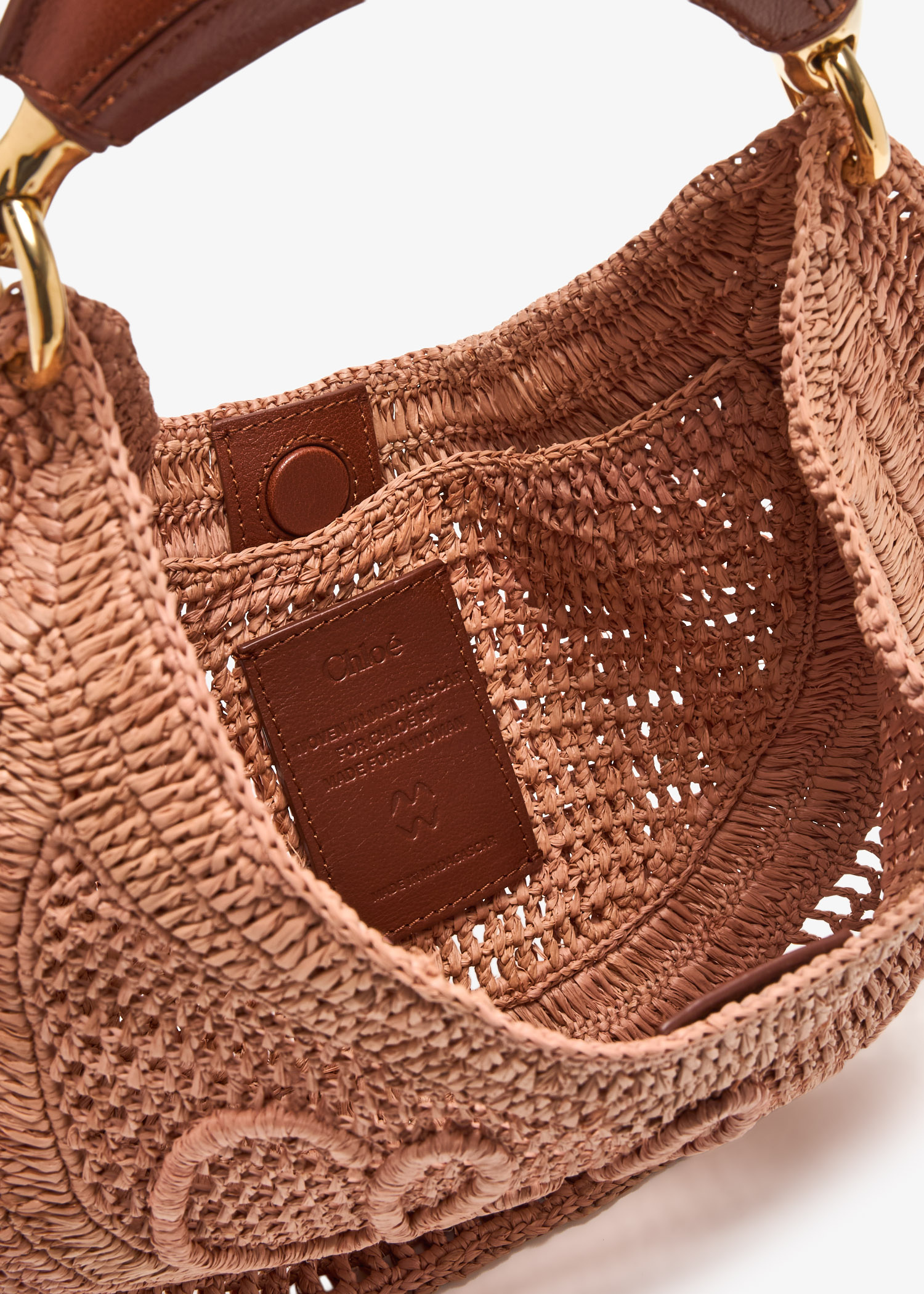 25SS new/Chloe サマーバナナミニクロスボディバッグ Bag Brown Summer Banana Mini raffia crossbody bag in brown - Chloe