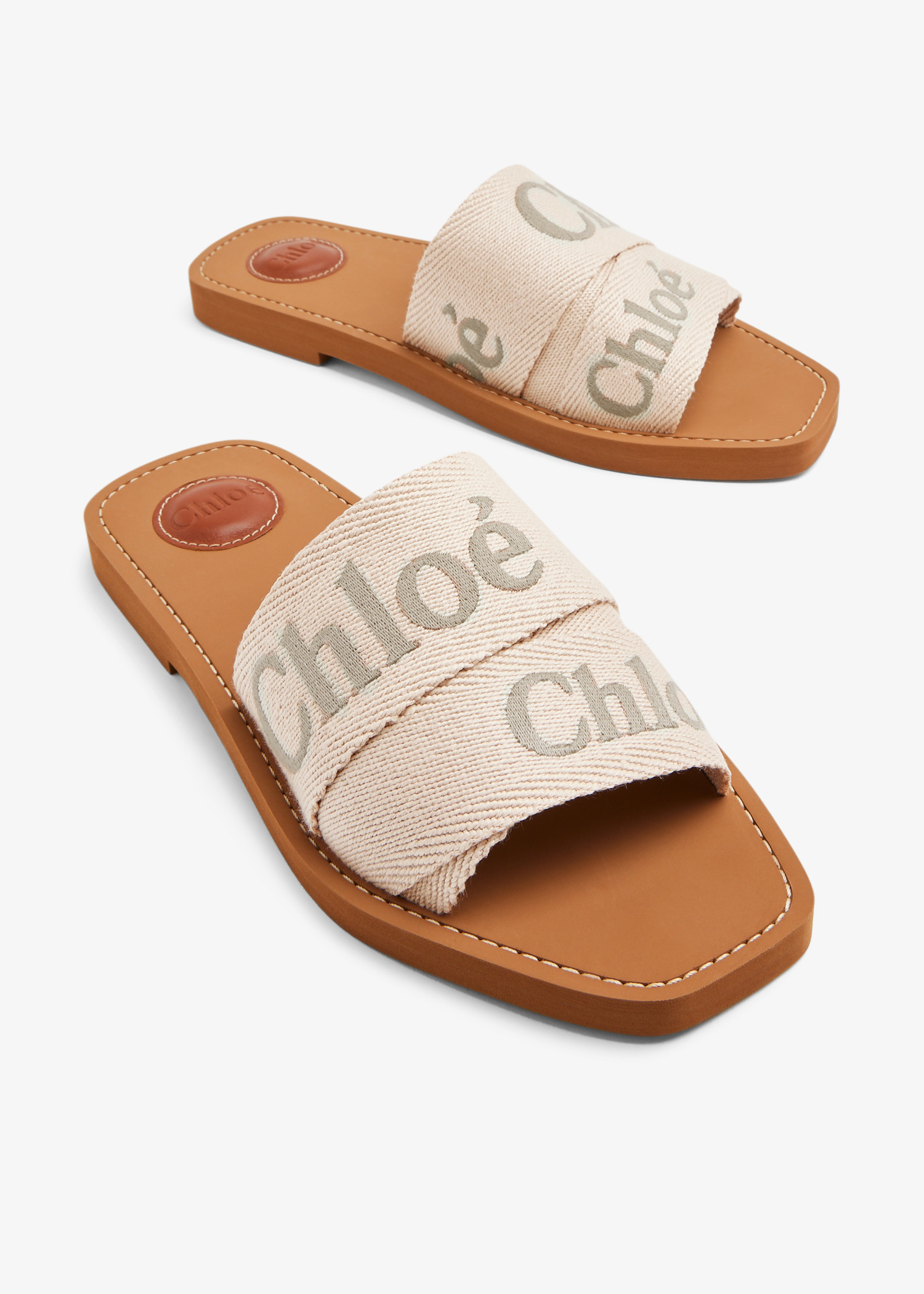 Chloé Woody flat sandals for Women - Beige in USA | Level Shoes