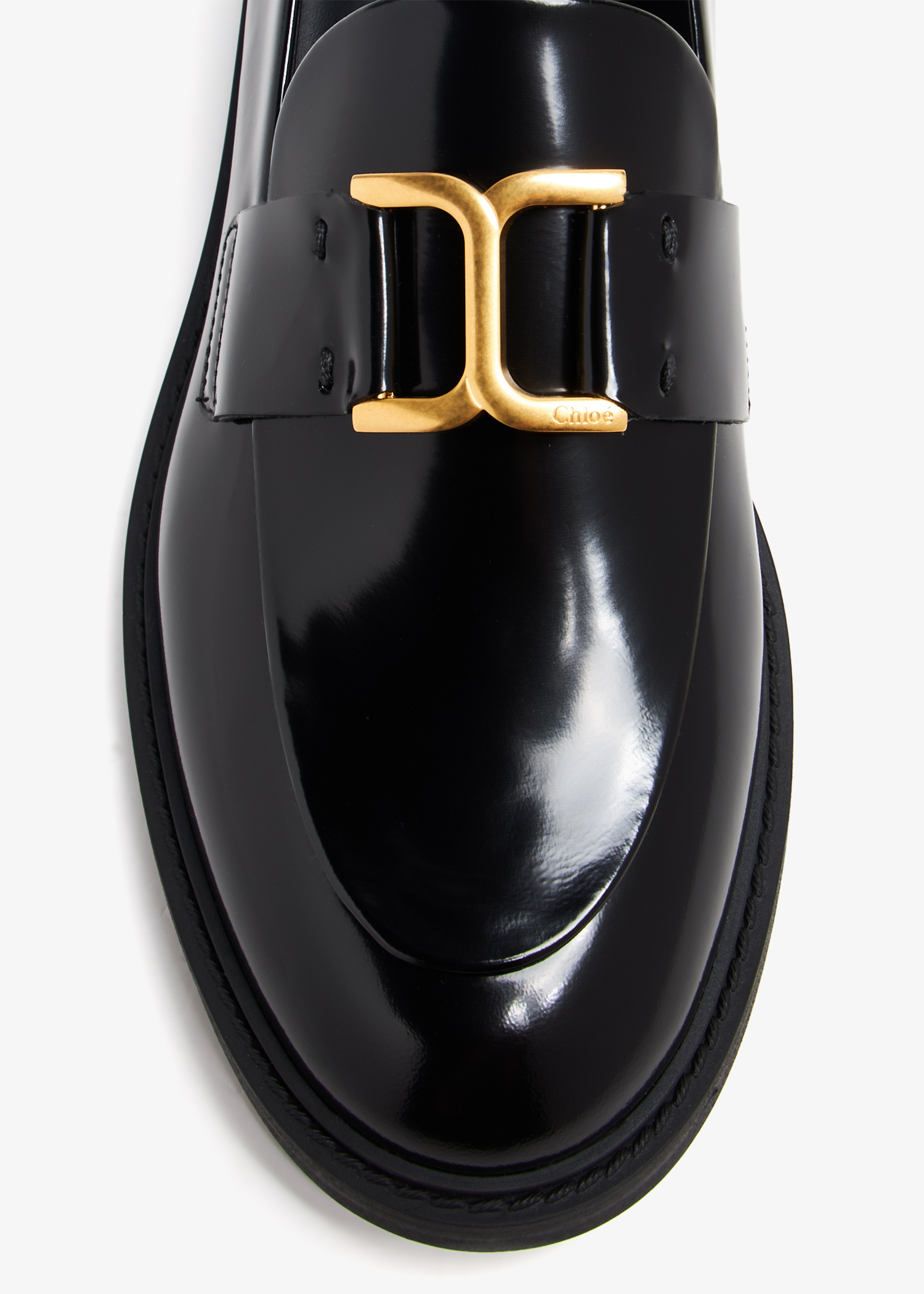 Chloe マルシ ハンフス CHC24W06RNGPATENTGOATSKIN 001 Chloé Marcie loafers for Women - Black in UAE | Level Shoes