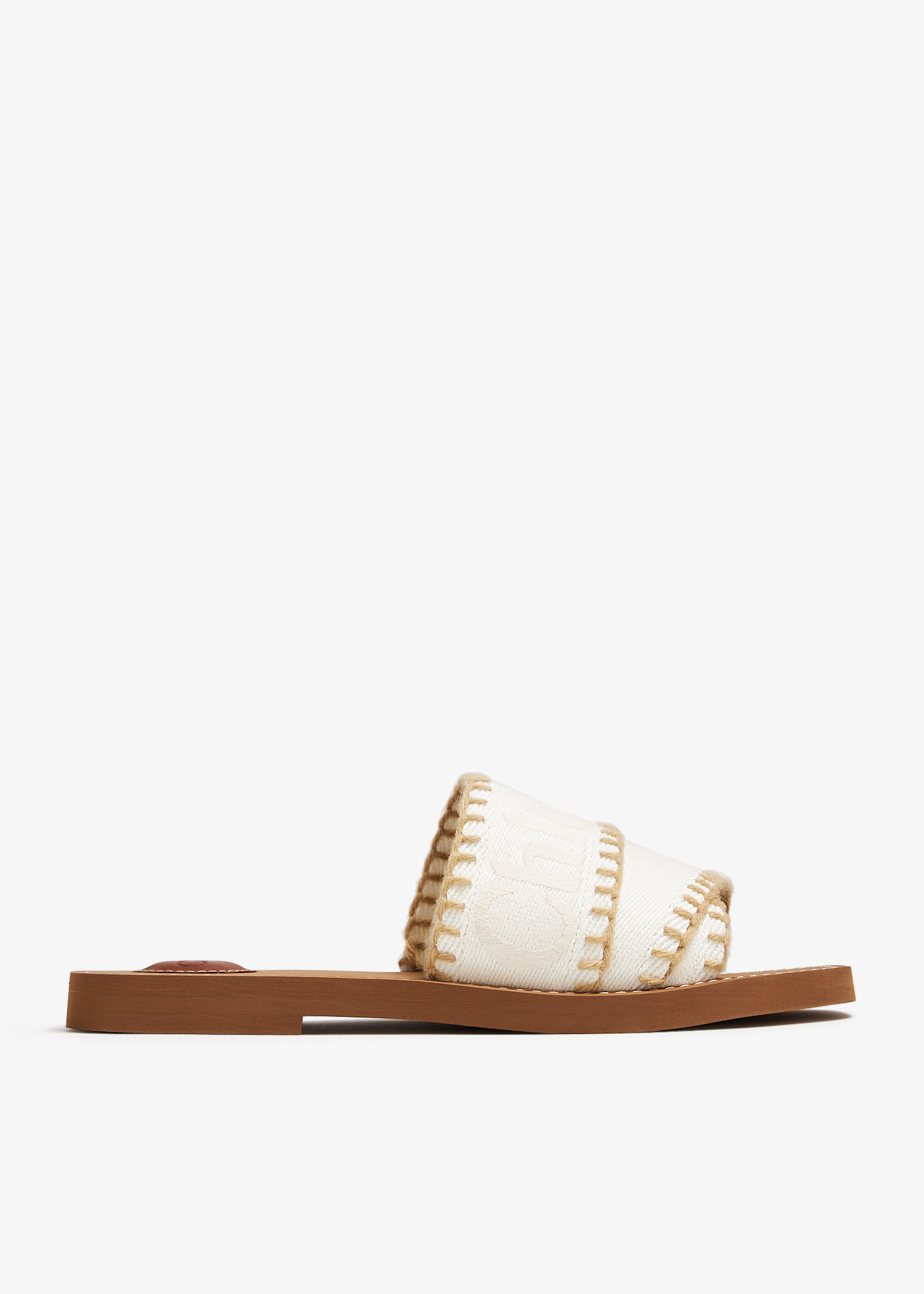 Chloe ウッティフラットミュル CHC24U02JAL 117 Chloé Woody flat sandals for Women - White in USA | Level Shoes