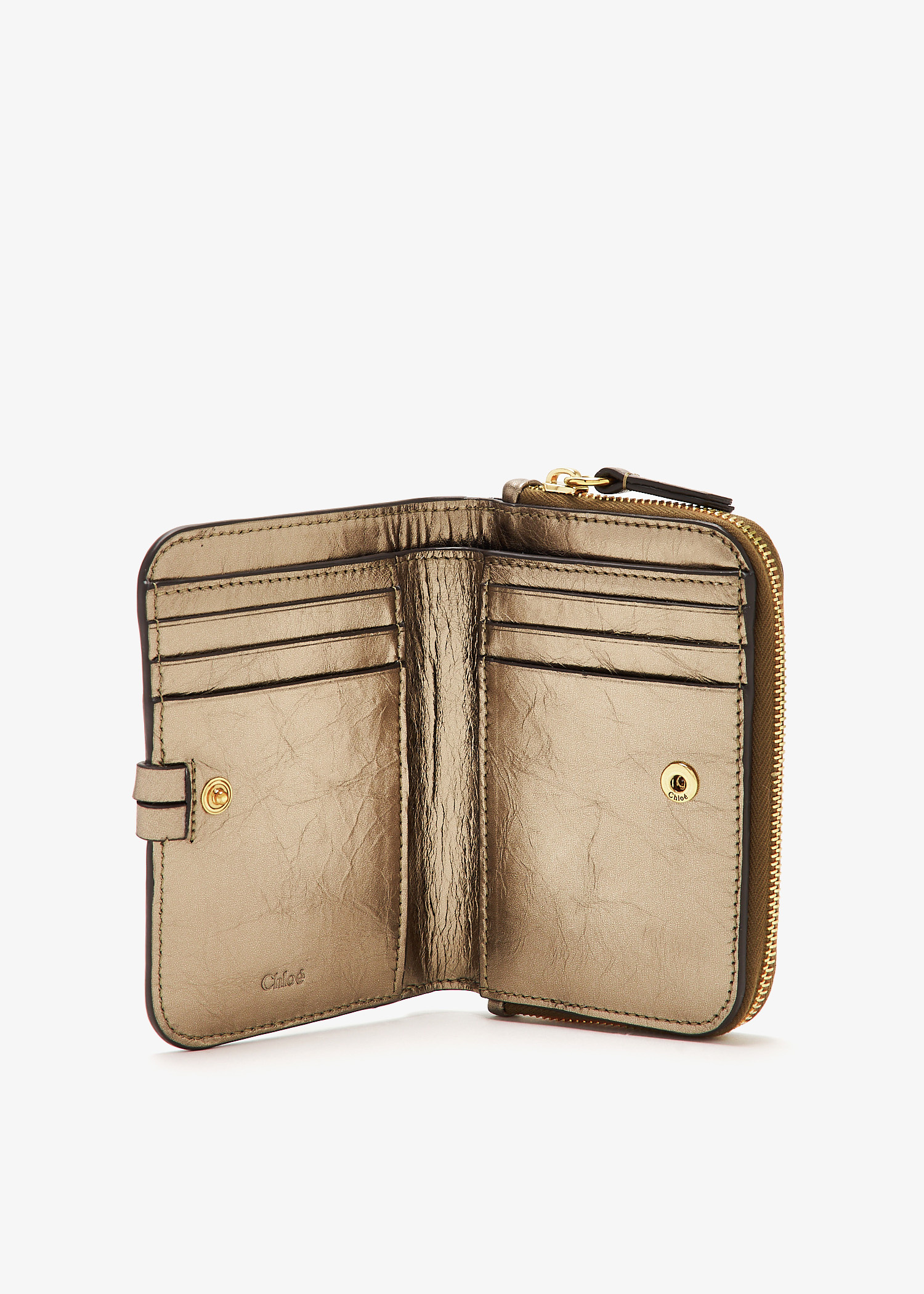 【CHLOE】BIFOLD WALLET Chloé Alphabet Bifold Wallet in Shiny Leather in Deep beige