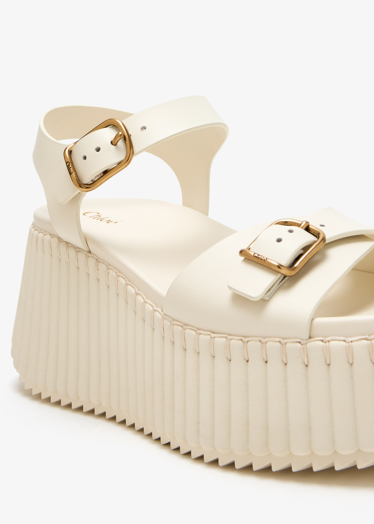 Chloé Leather sandals for Women - Cream in UAE | Level Shoes