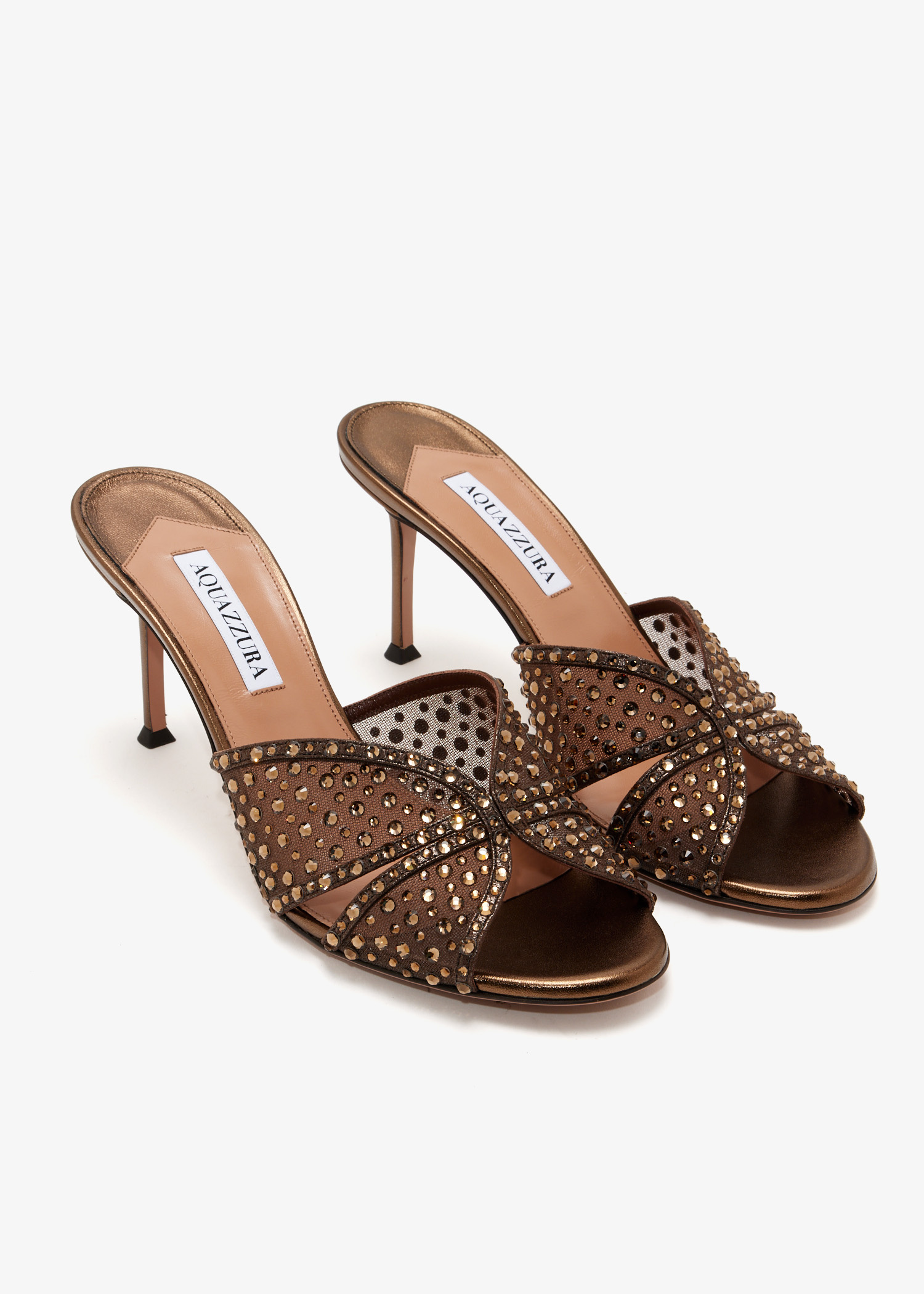 Aquazzura Crystal Lover 75 mules for Women - Brown in UAE | Level