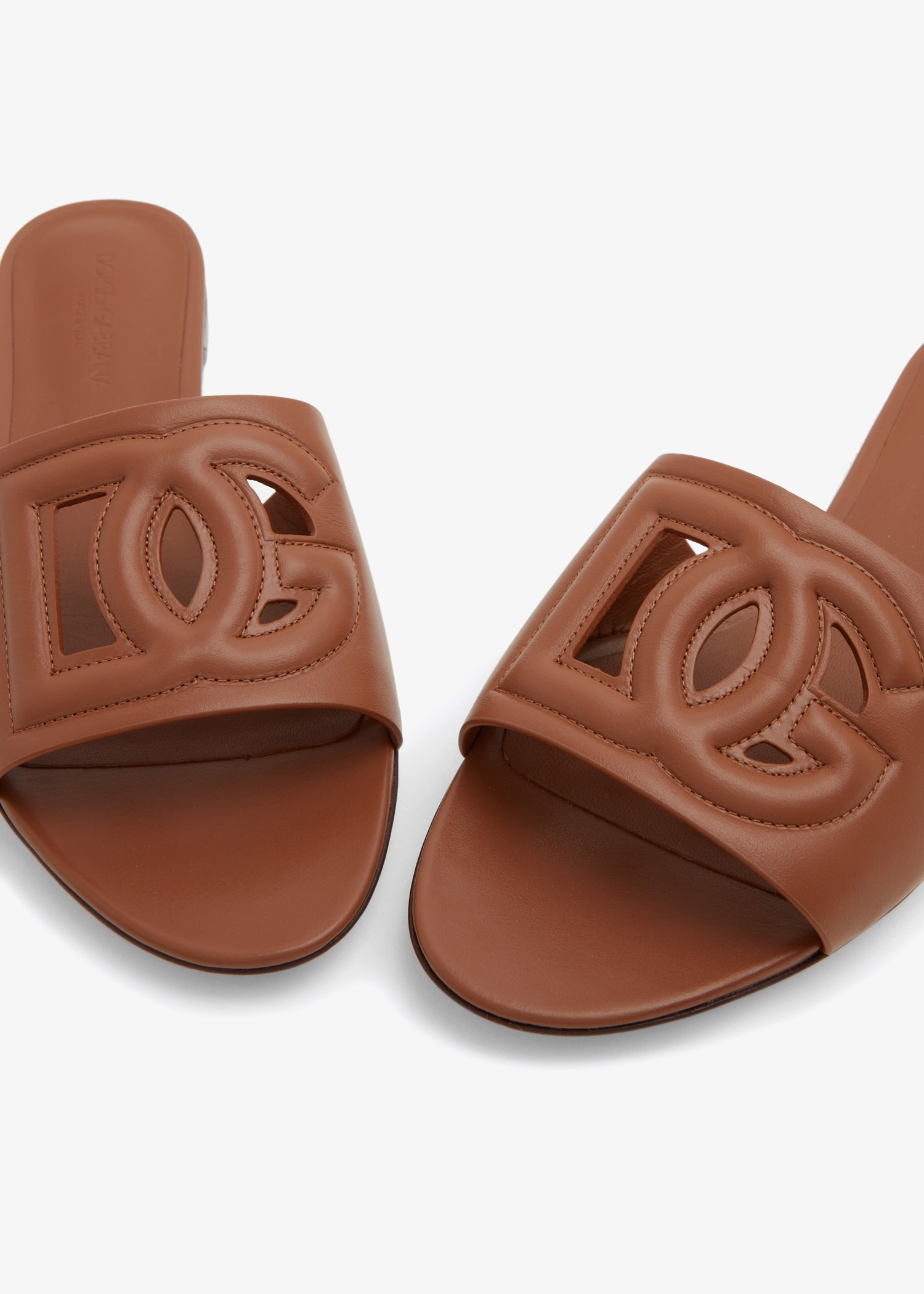 Dolce&Gabbana DG logo flat sandals for Women - Brown in KSA