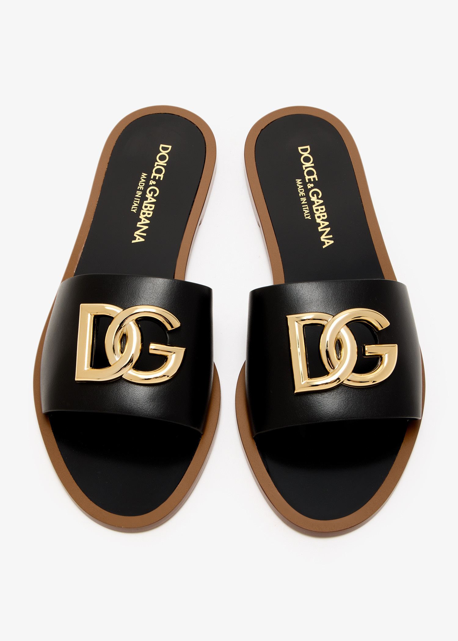 VIP【送料関税込】DOLCE&GABBANA DG LOGO LEATHER FLAT SANDALS Dolce & Gabbana DG-logo Leather Sandals | White | FARFETCH