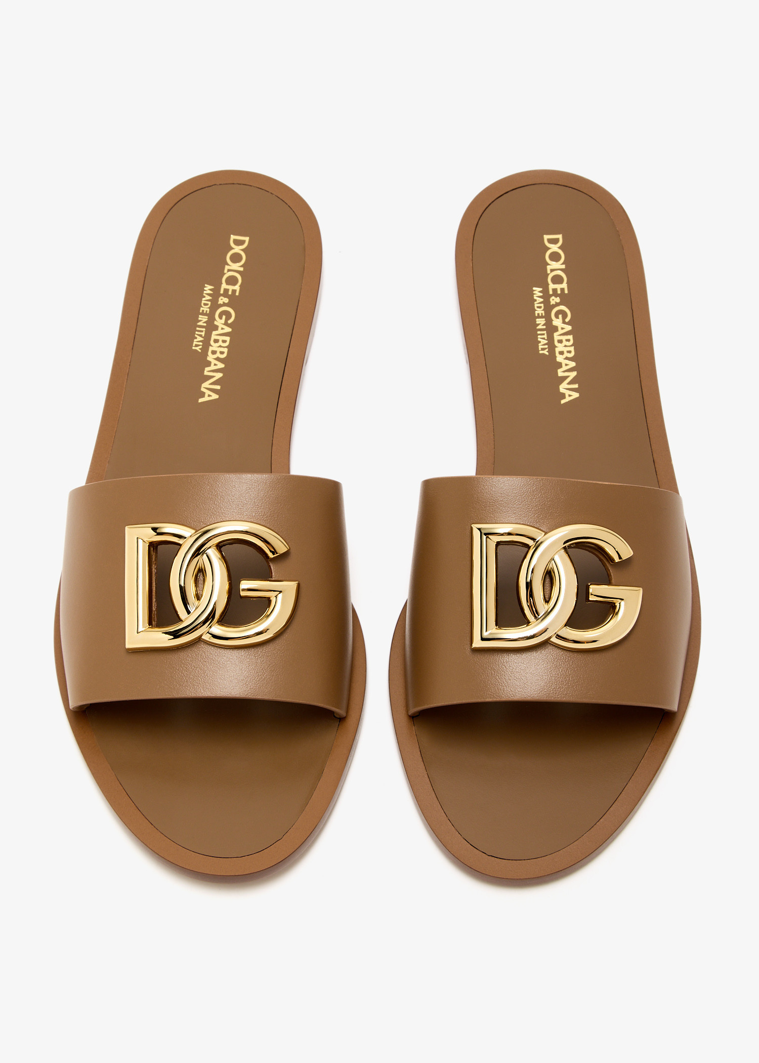 【関税&送料込】Dolce & Gabbana Slide Sandal With Logo Dolce&Gabbana DG Logo slide sandals for Women - Brown in UAE