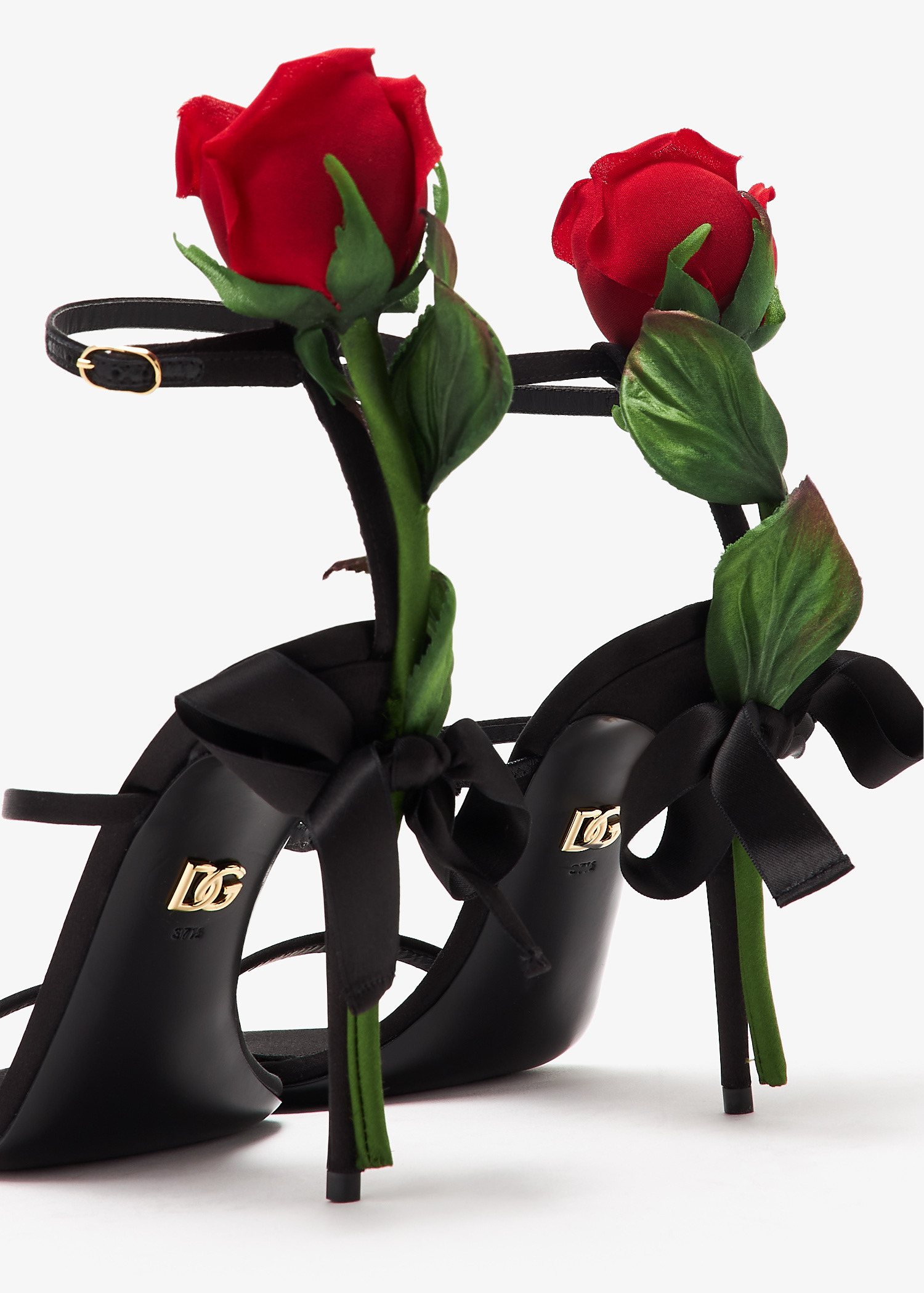 Dolce&Gabbana Rose embellished satin sandals for Women - Black in