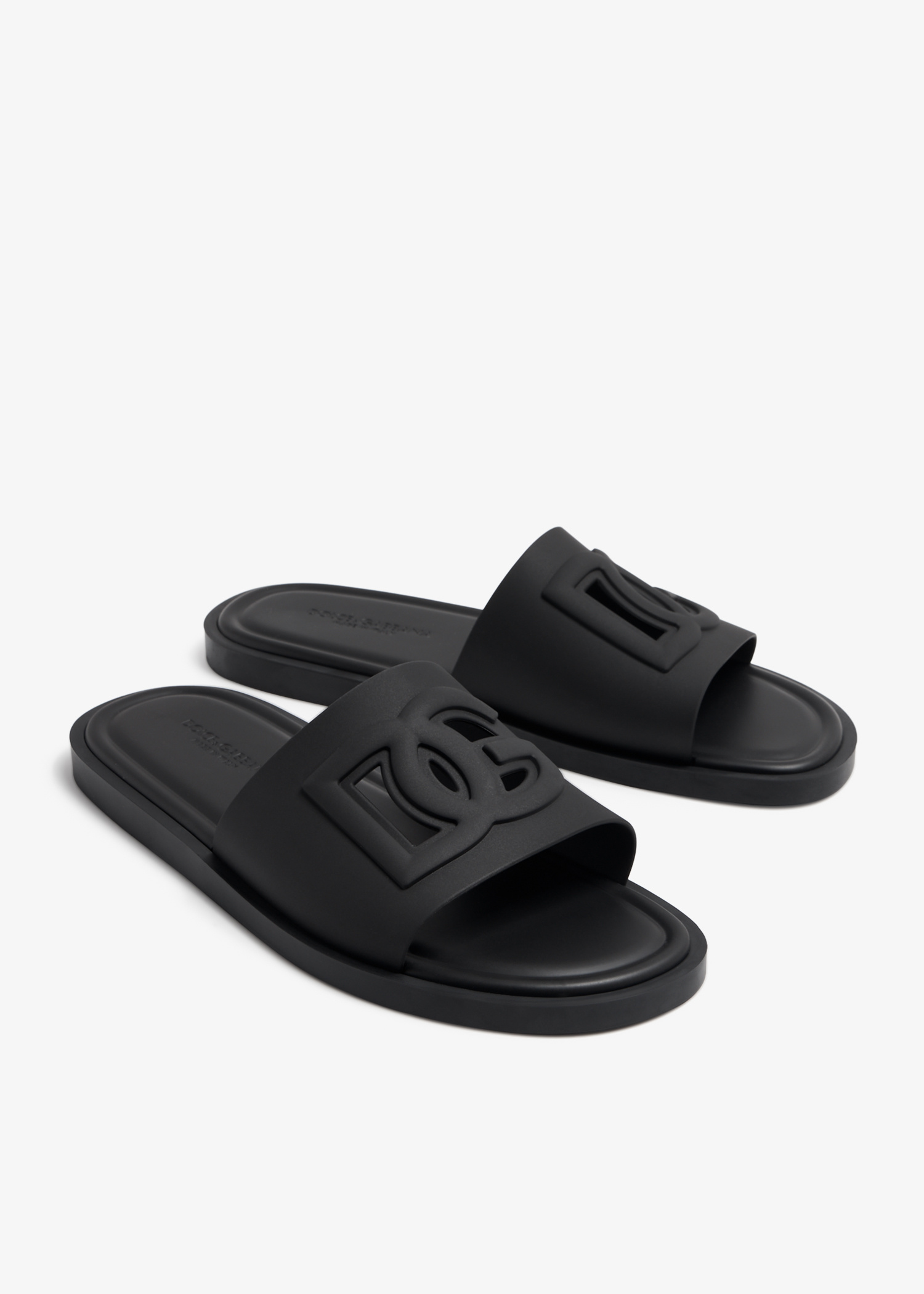 Dolce&Gabbana DG logo rubber slides for Men - Black in USA