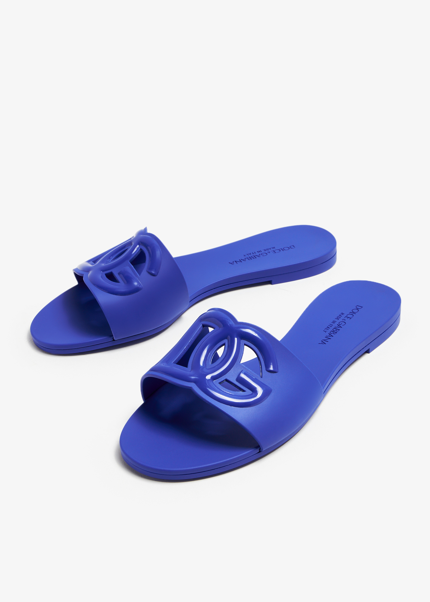 サンダル・ミュール DOLCE & GABBANA rubber slide sandals with DG logo Dolce&Gabbana DG logo rubber slide sandals for Women - Blue