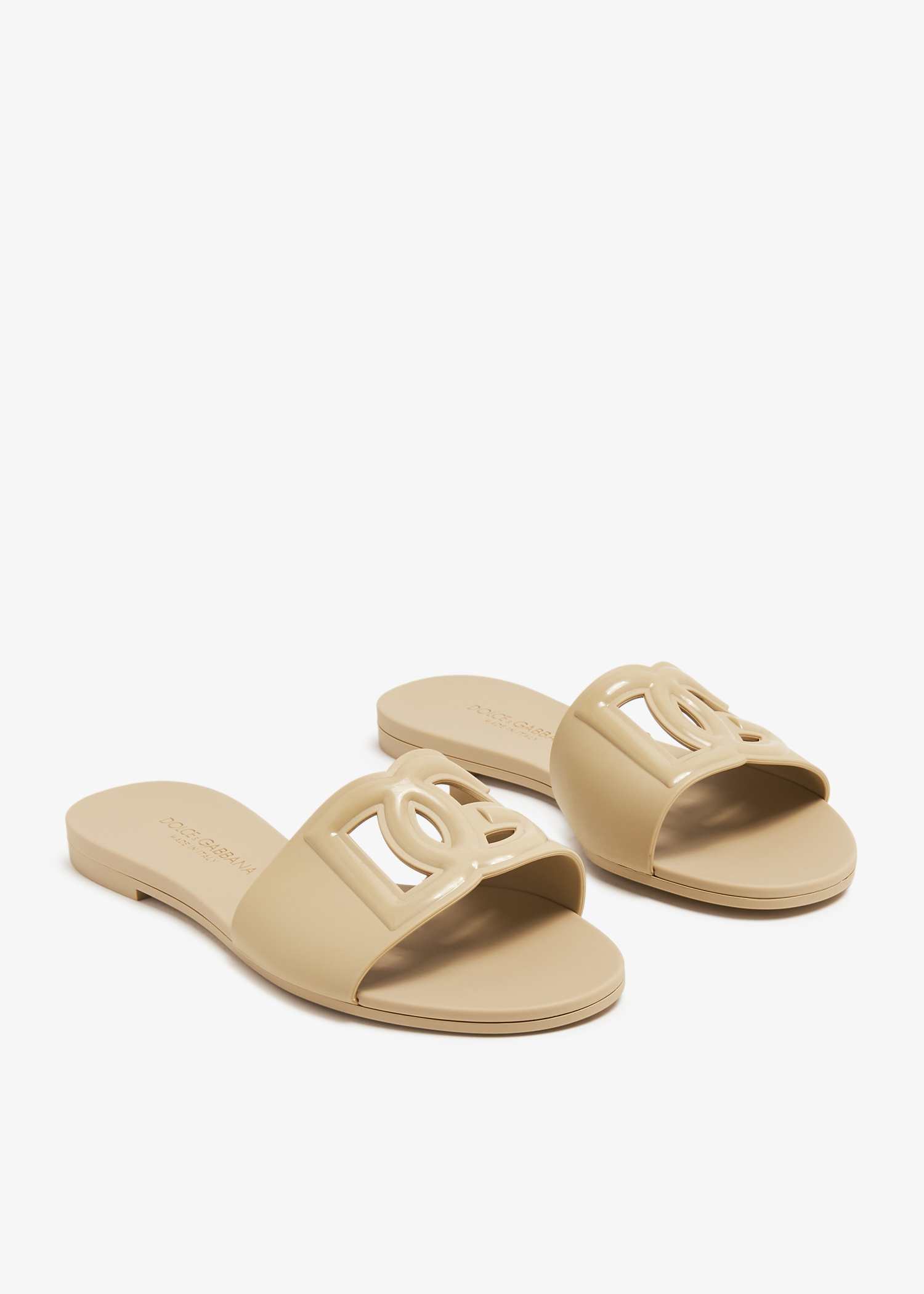 Dolce&Gabbana DG logo rubber slide sandals for Women - Beige
