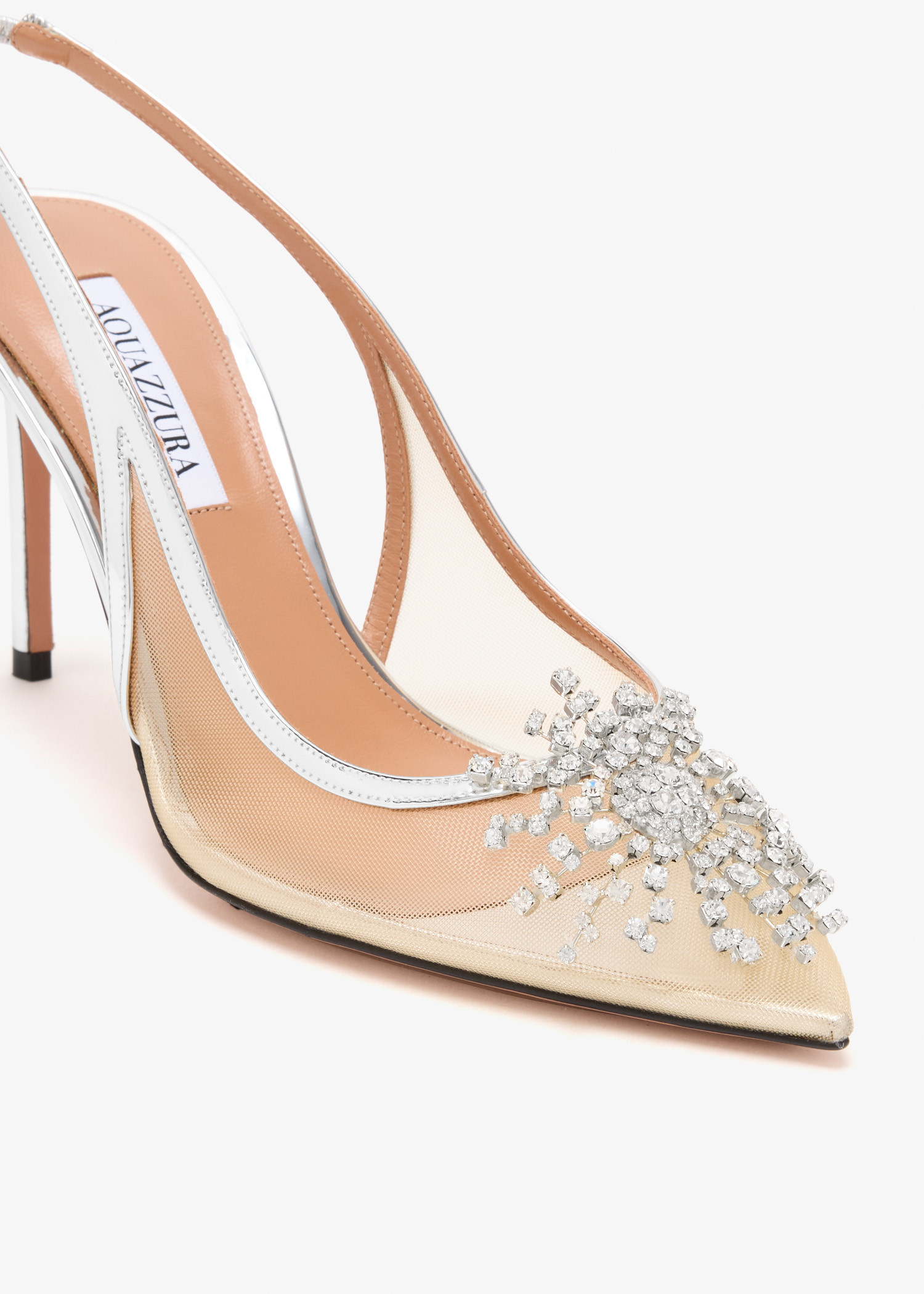 Aquazzura Crystal Firework 85 slingback pumps for Women - Silver