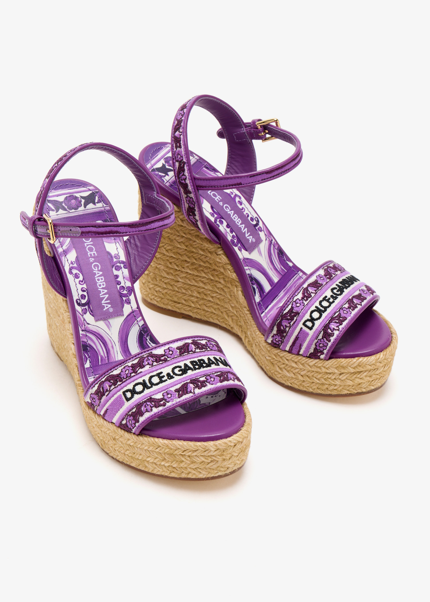 Dolce&Gabbana Maiolica-embroidered wedge sandals for Women