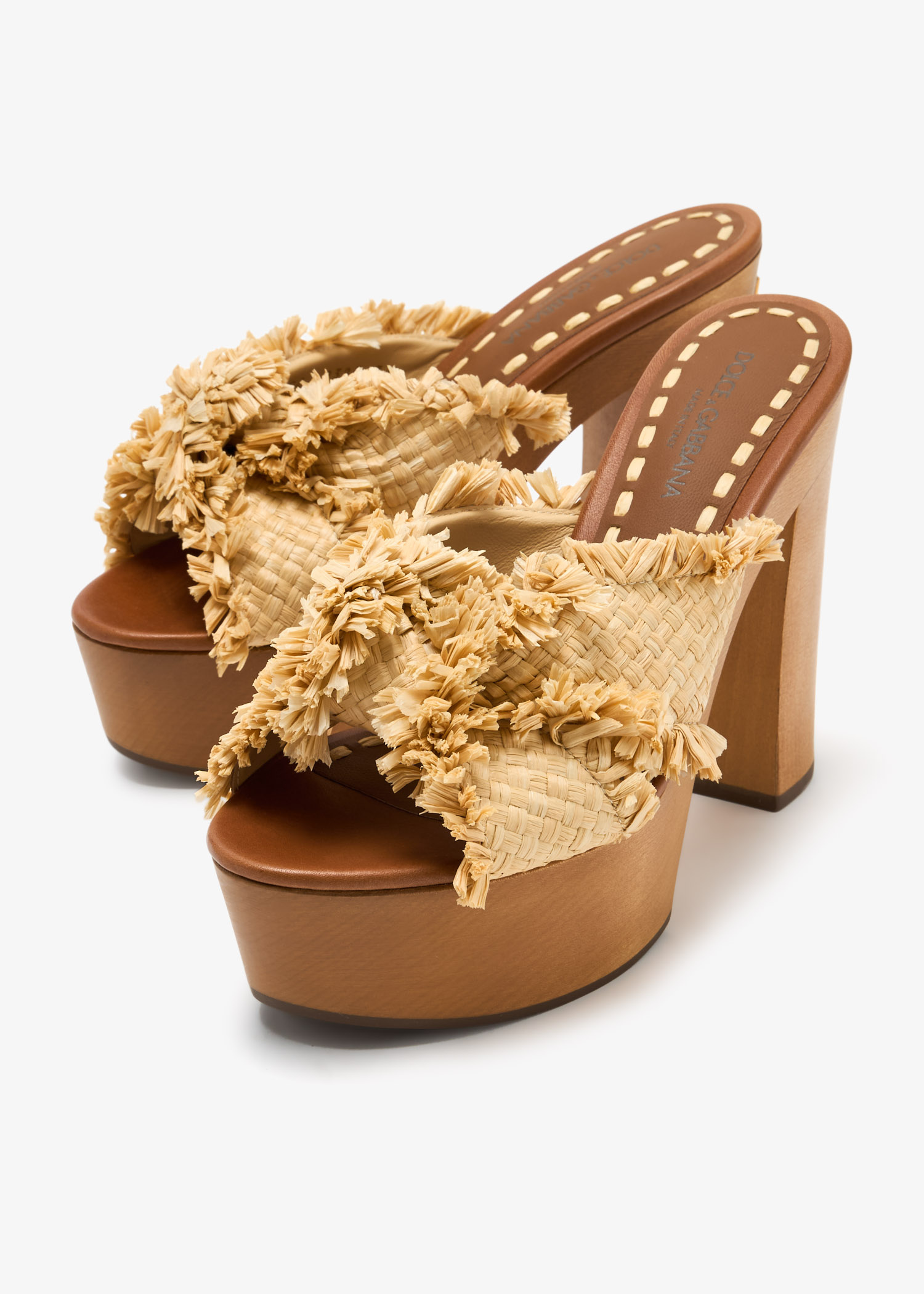 Dolce&Gabbana Raffia wedge sandals for Women - Beige in USA