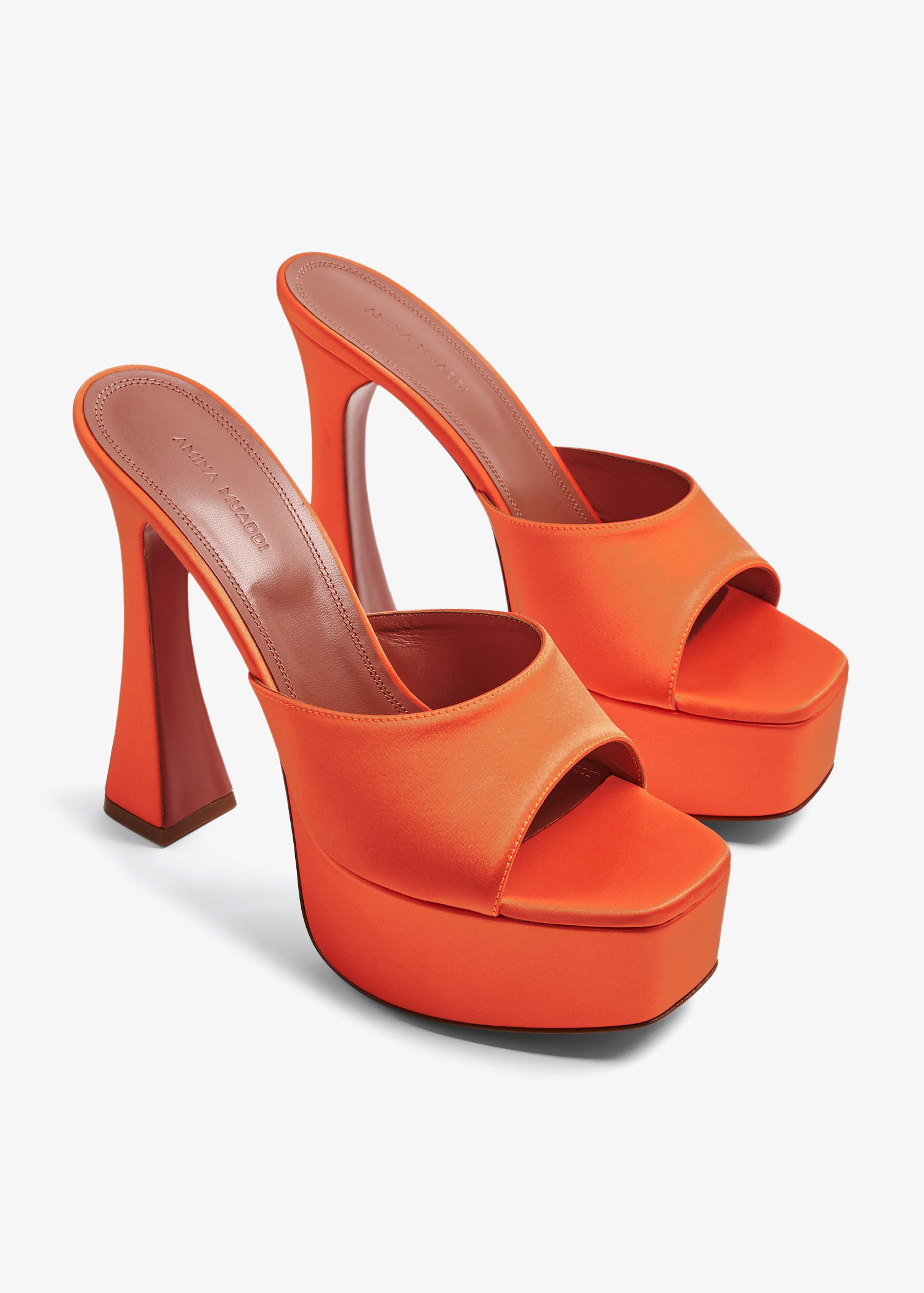 サンダル・ミュール AMINA MUADDI Orange Satin Anok 105 Mules Anok Slipper 105 Orange Satin
