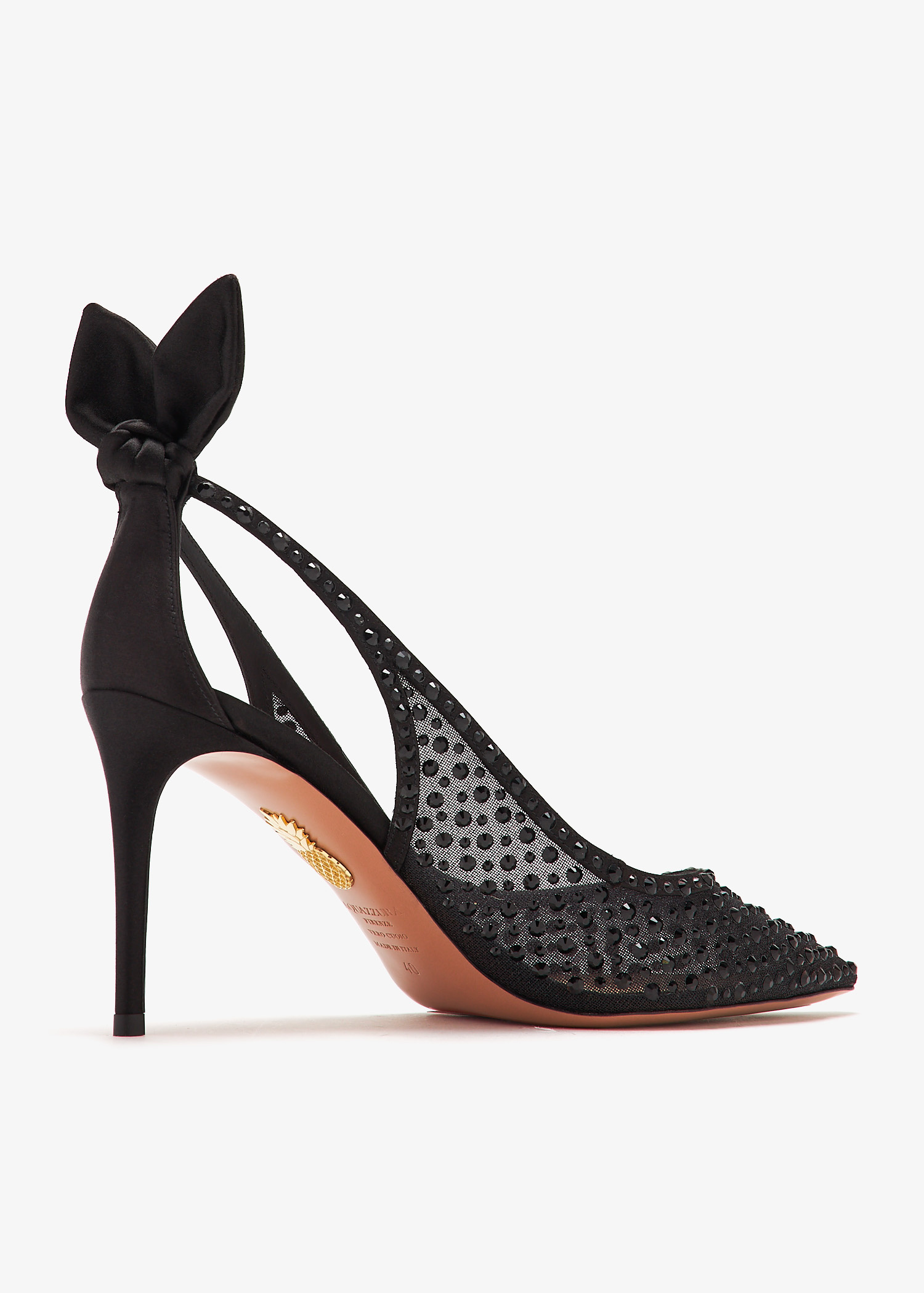 ⭐️ tamioです Aquazzura Bow Tie Crystal 85 pumps for Women - Black in UAE