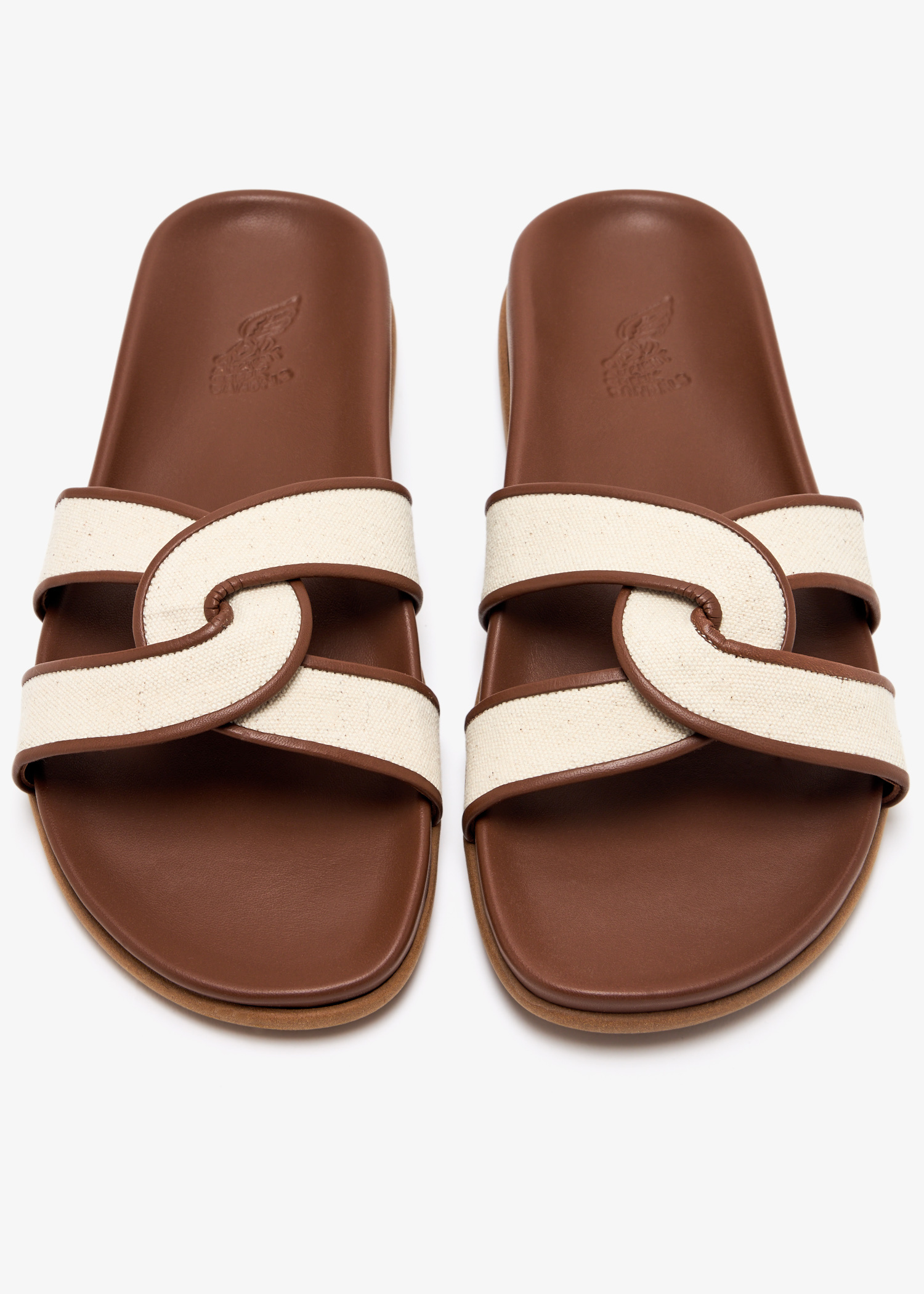 サンダル・ミュール ANCIENT GREEK SANDALS Two-tone canvas Desmos slippers Ancient Greek Sandals Desmos Slip-on Sandals in Black Size